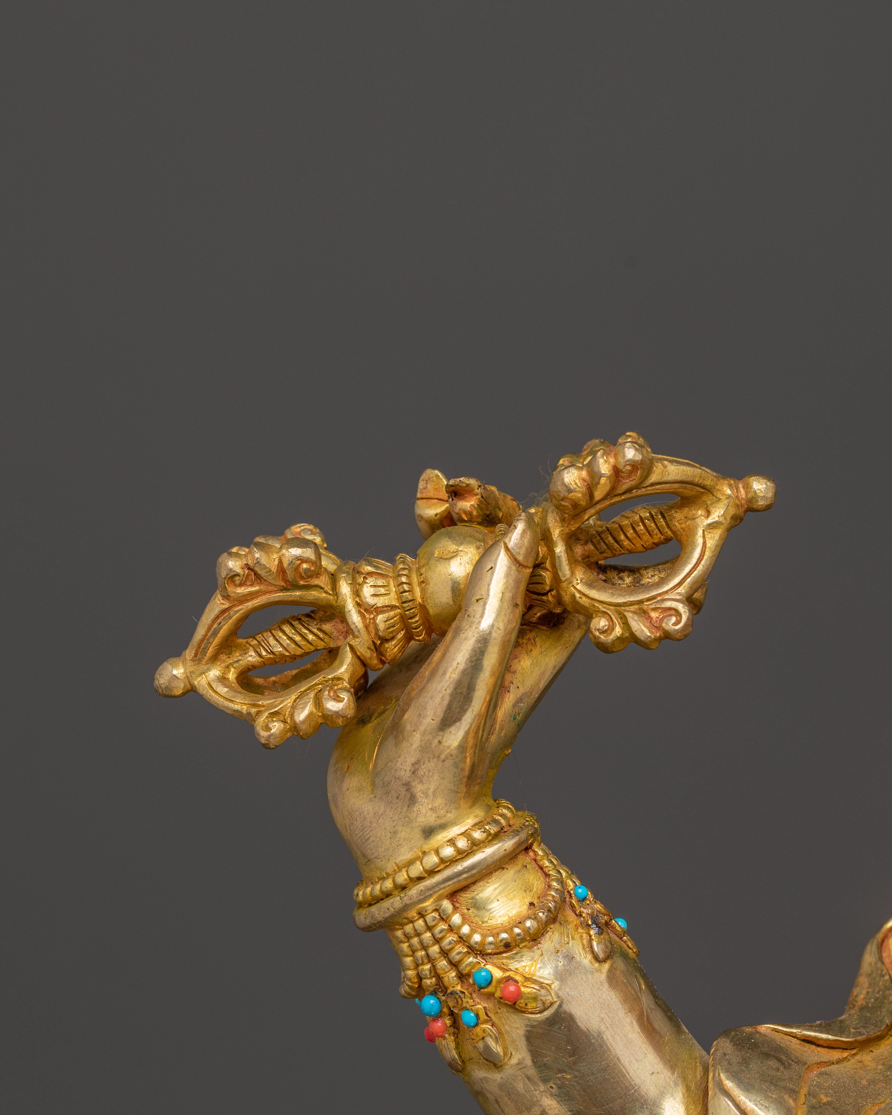 Vajrapani Bodhisattva Golden Statue – Fierce Protector