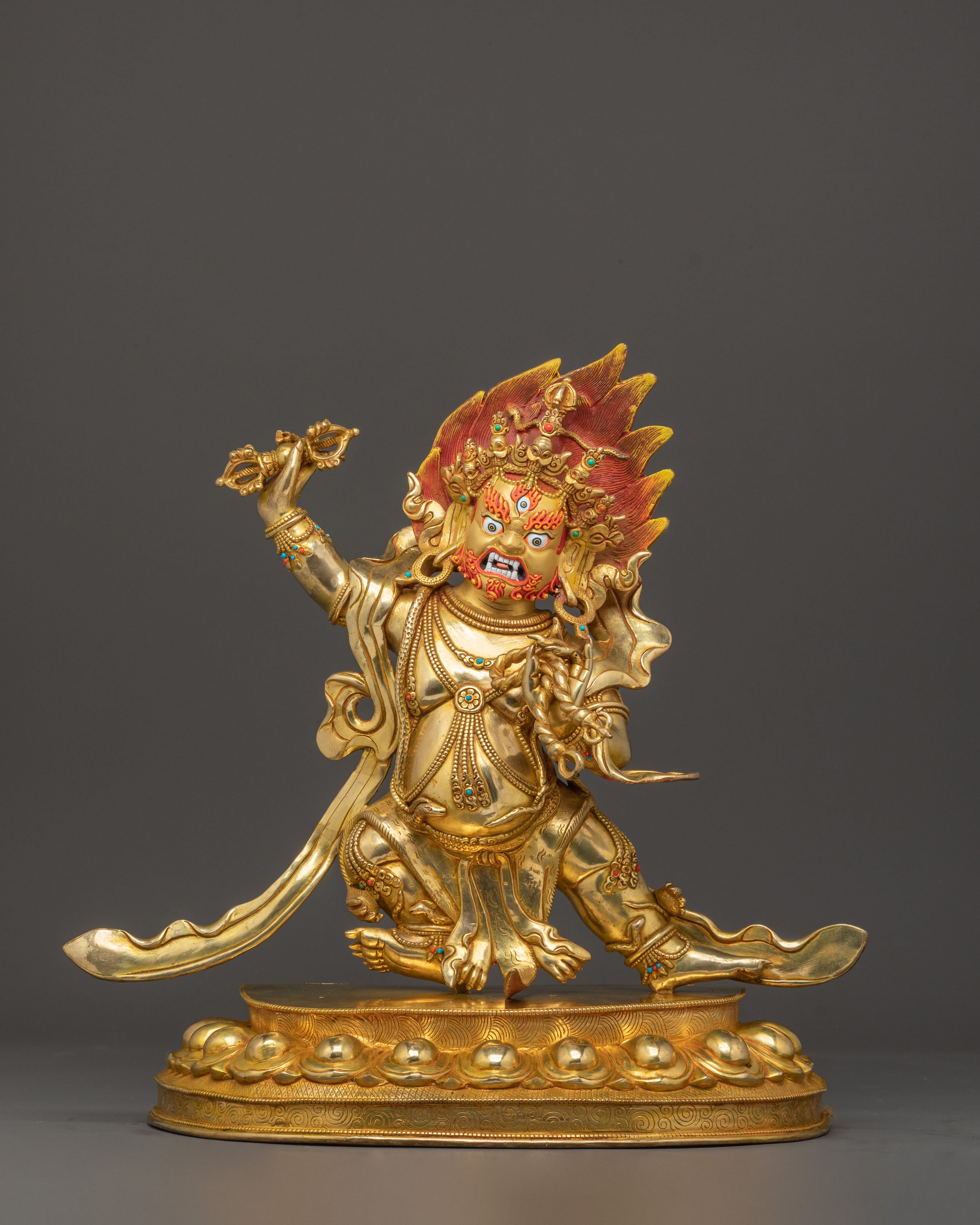 Vajrapani Bodhisattva Golden Statue – Fierce Protector