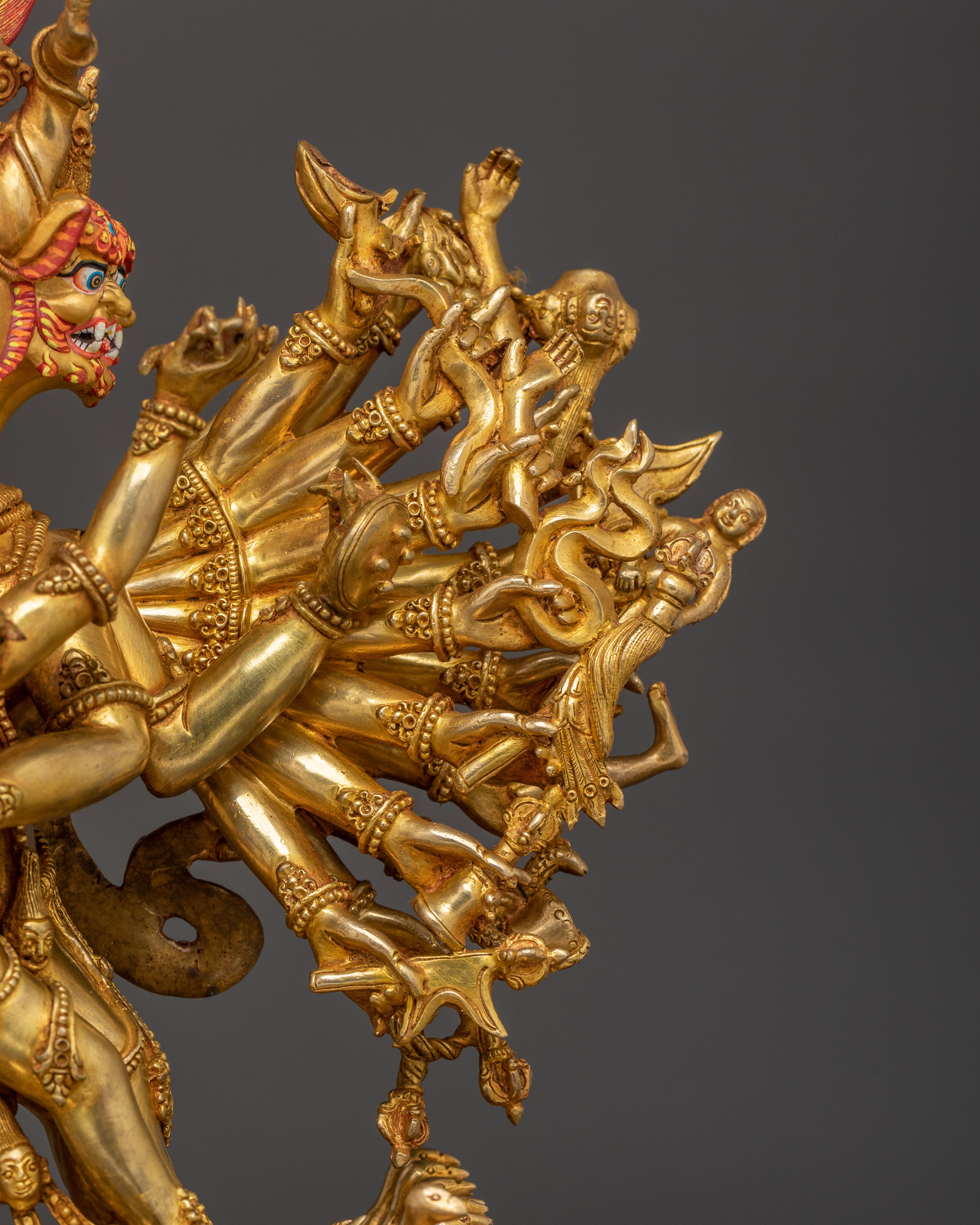 Yamantaka Statue Wrathful Form of Manjushri, Exquisitely Gilded