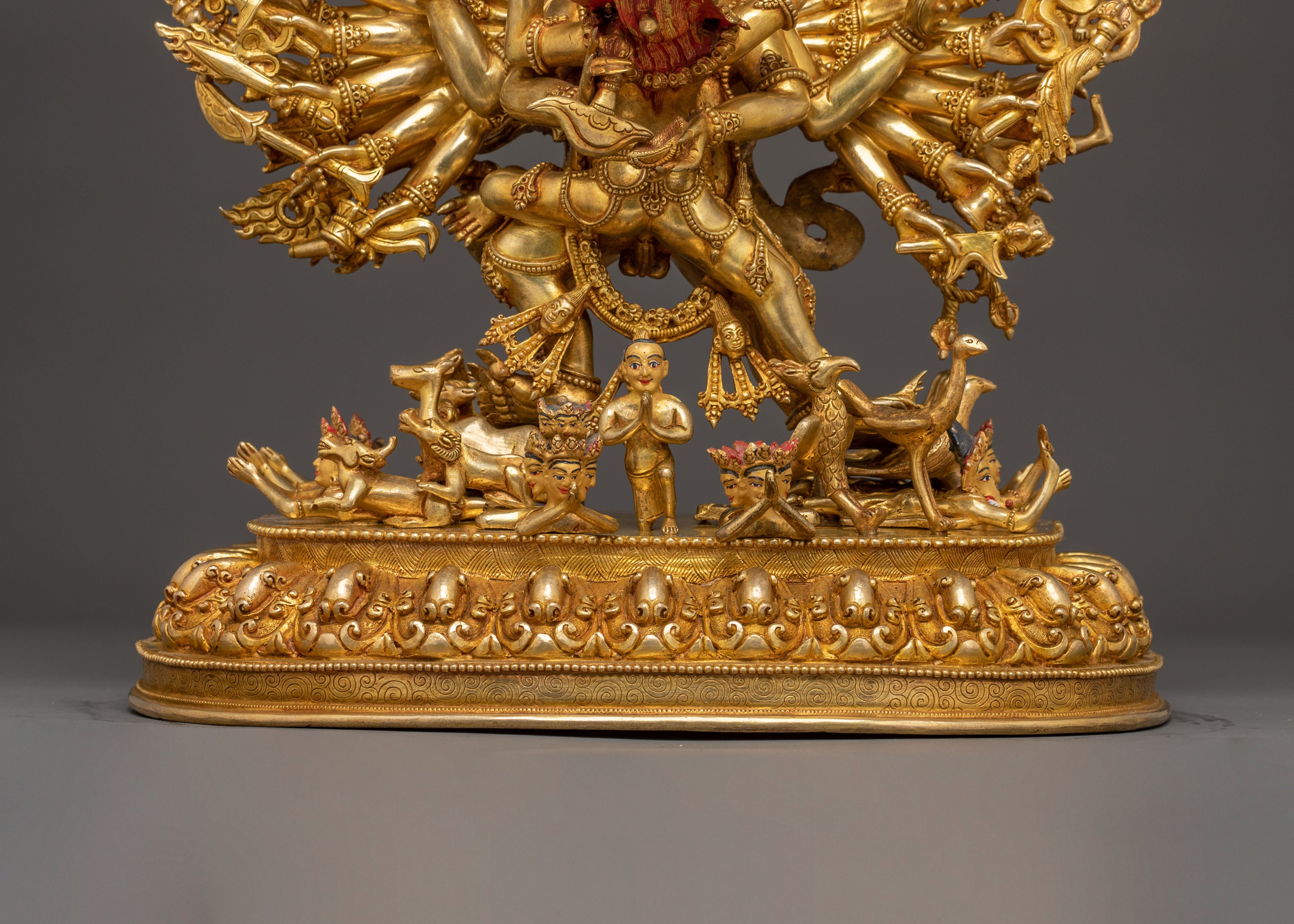 Yamantaka Statue Wrathful Form of Manjushri, Exquisitely Gilded