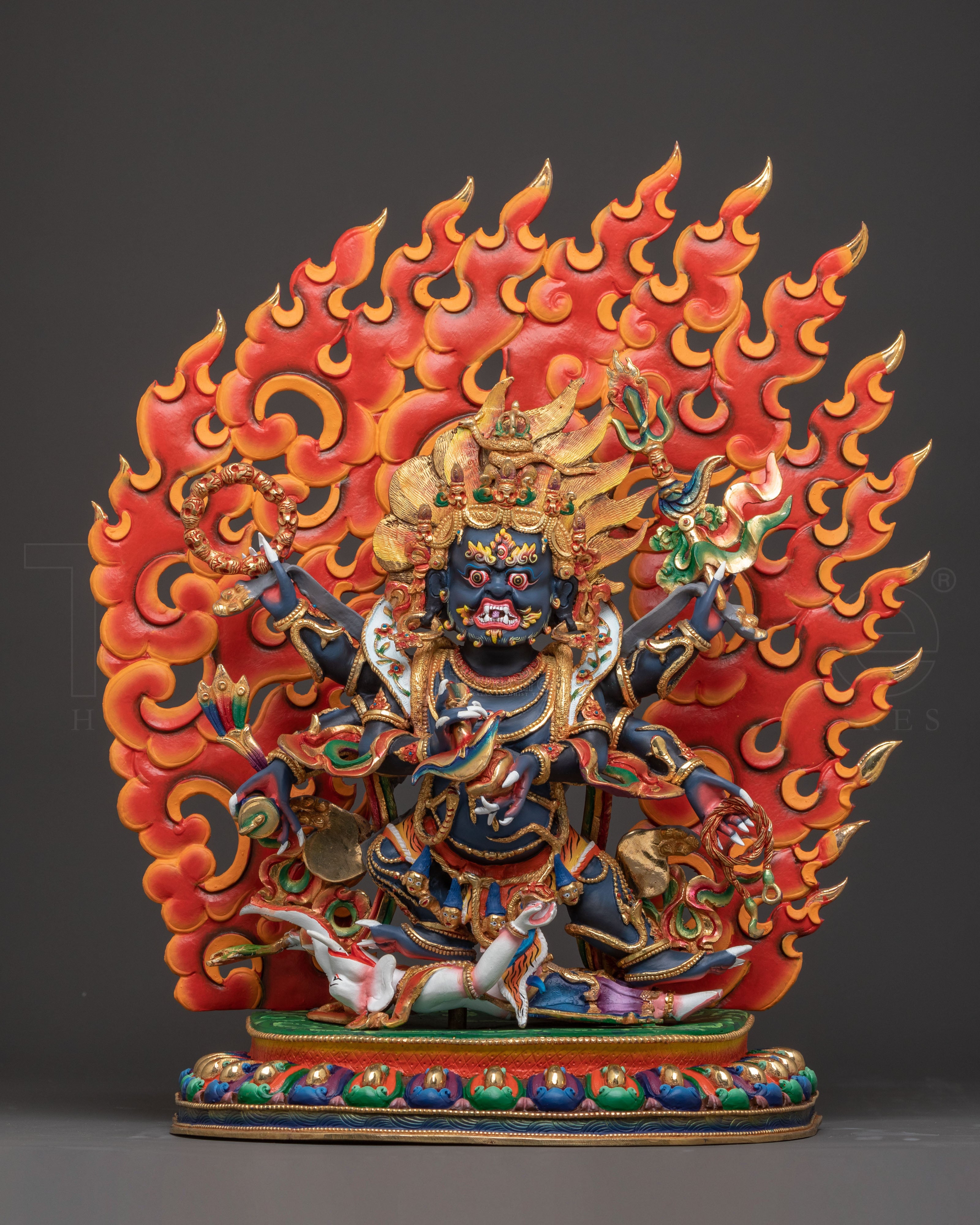 Tibetan Six Armed Mahakala Figurine | Sacred Spiritual Decor