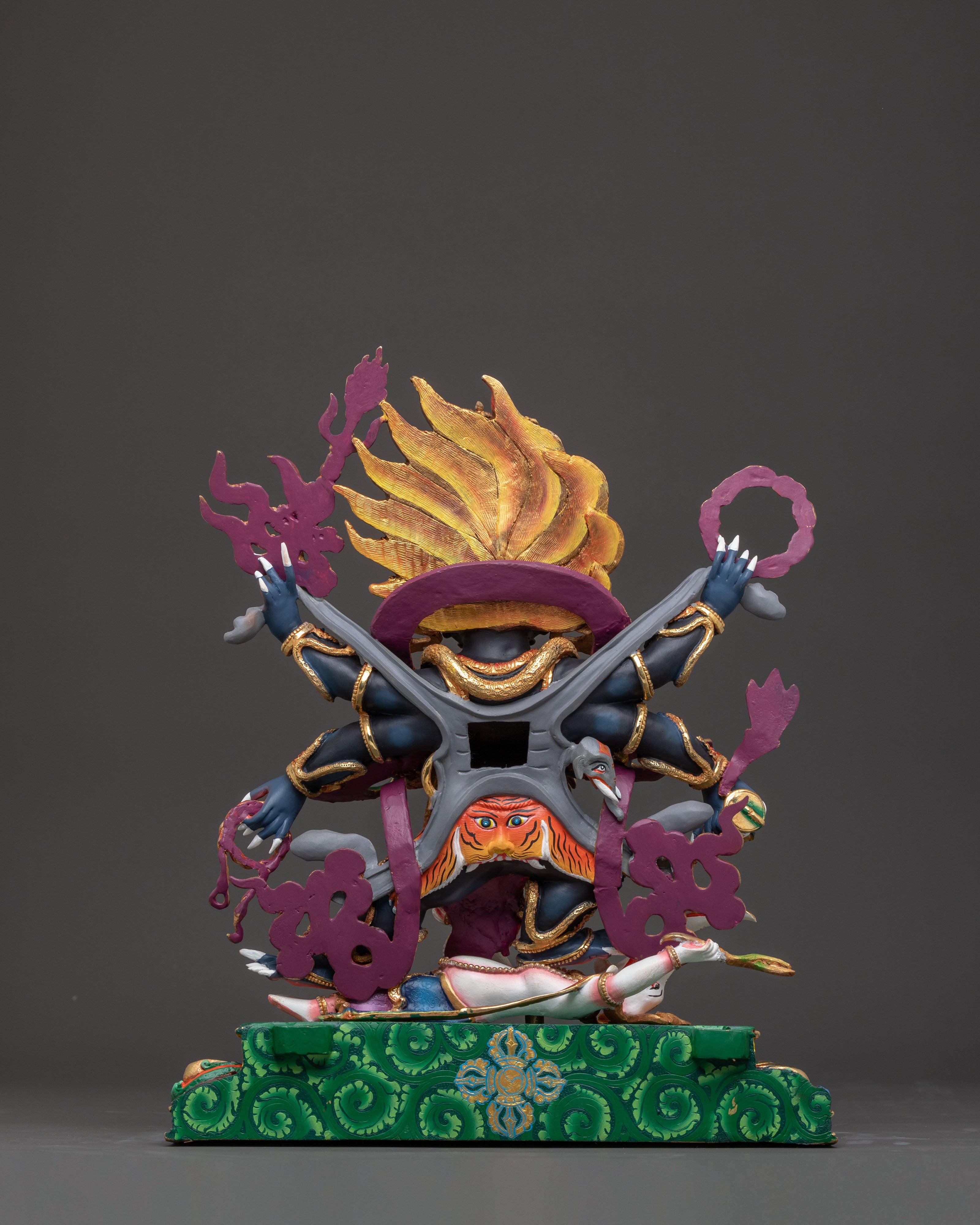 Tibetan Six Armed Mahakala Figurine | Sacred Spiritual Decor