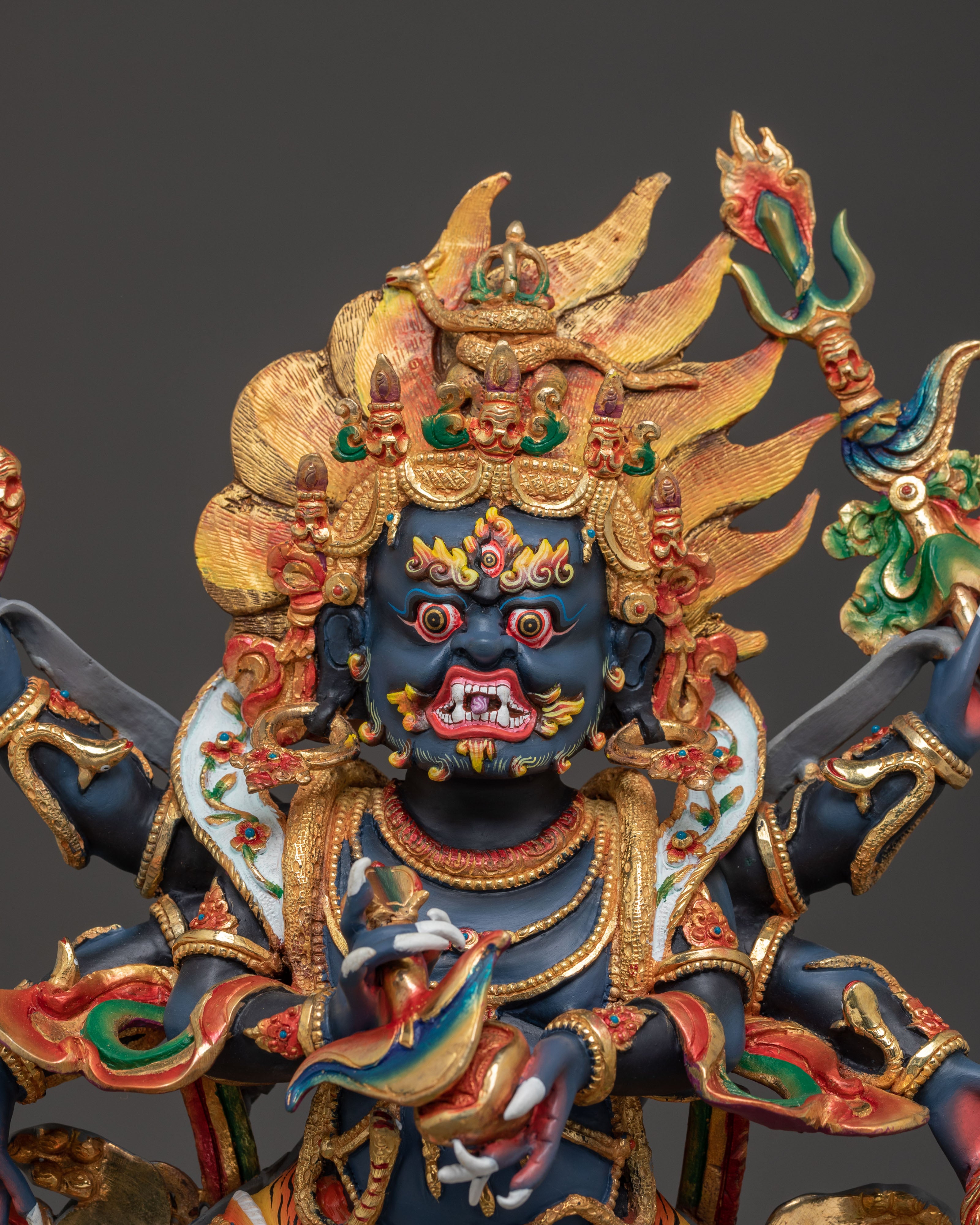 Tibetan Six Armed Mahakala Figurine | Sacred Spiritual Decor