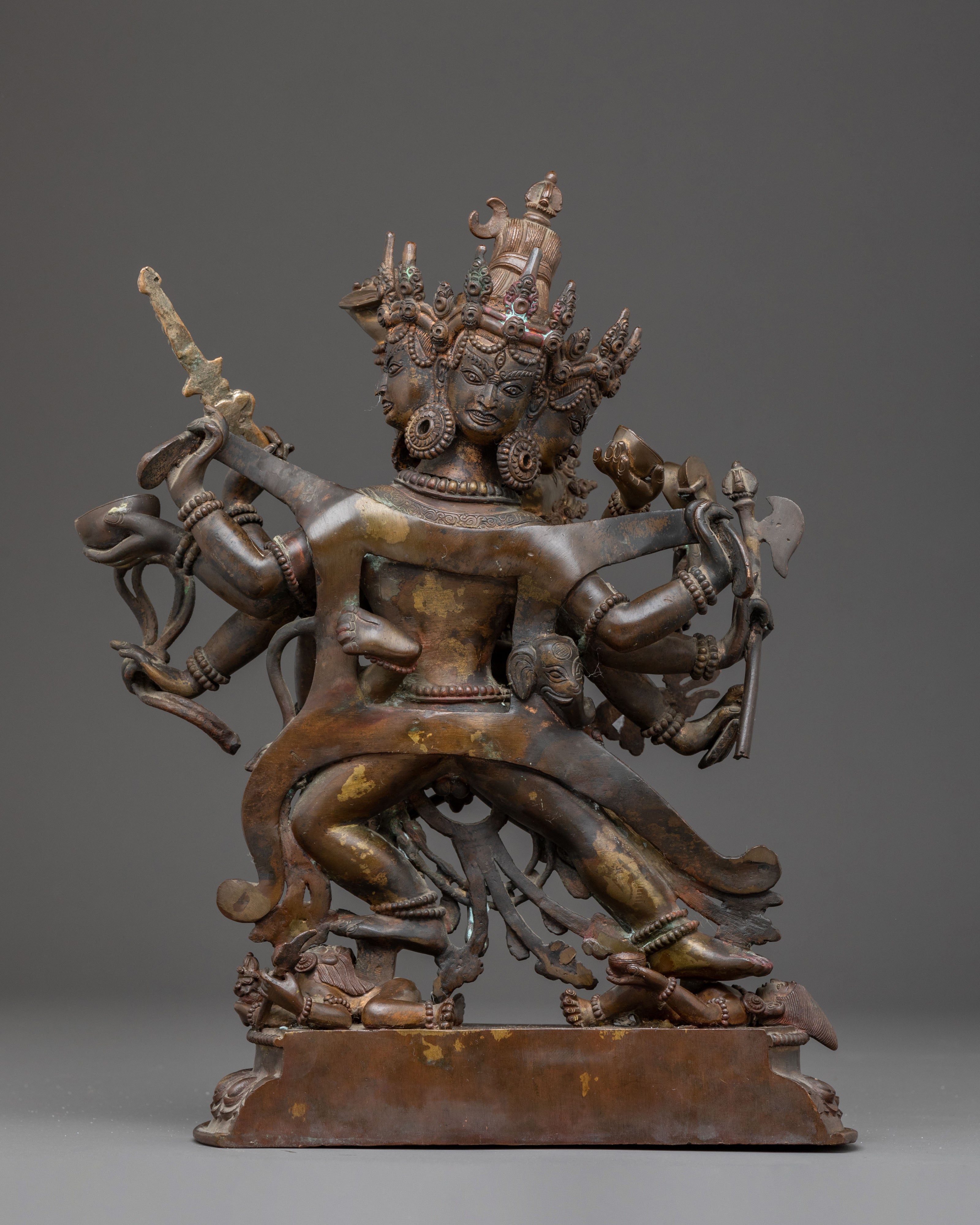 Oxidized Copper Chakrasamvara Statue | Antique Finish
