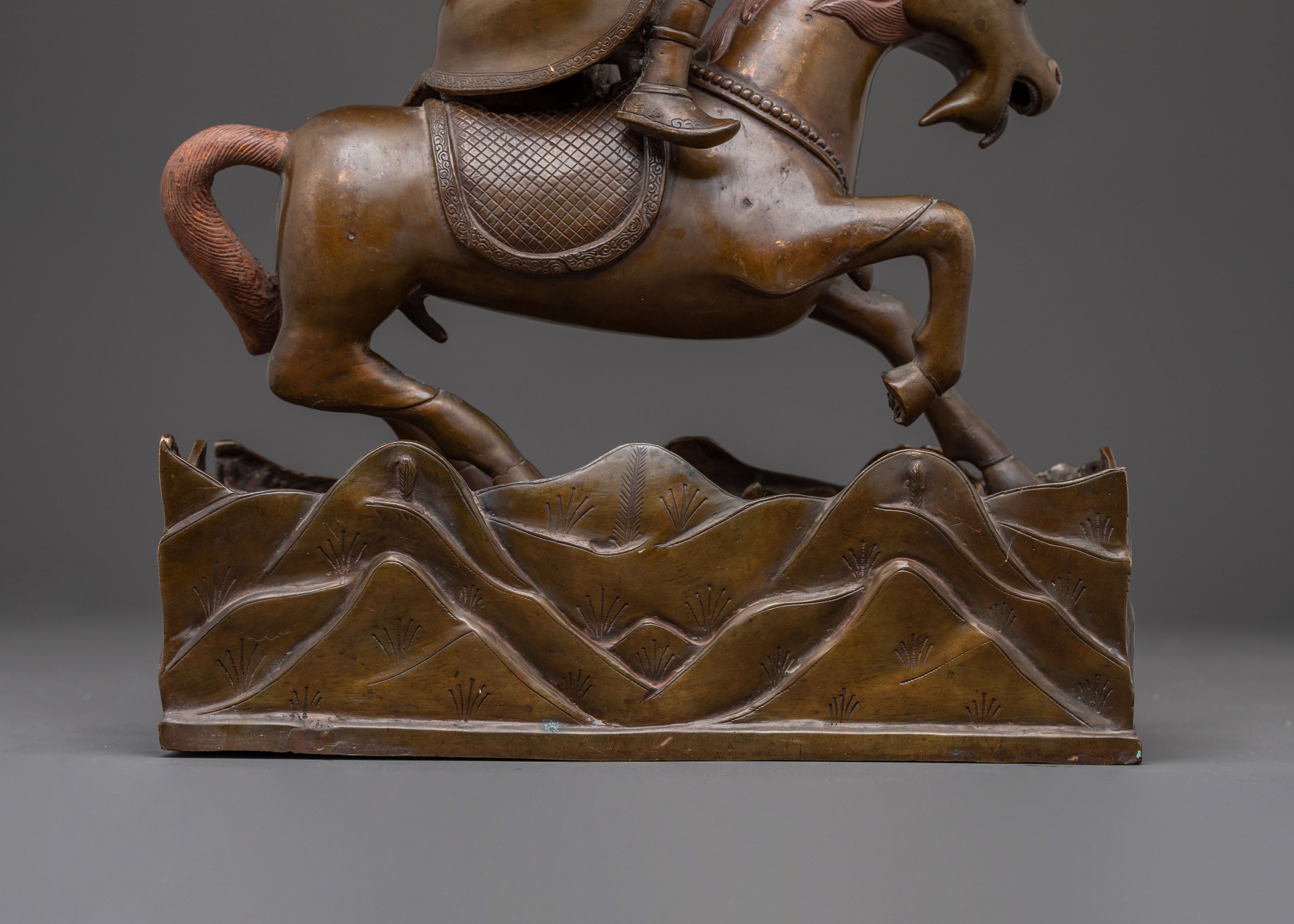 Oxidized Copper Damchen Garawai Nagpo Statue – Dharma Protector