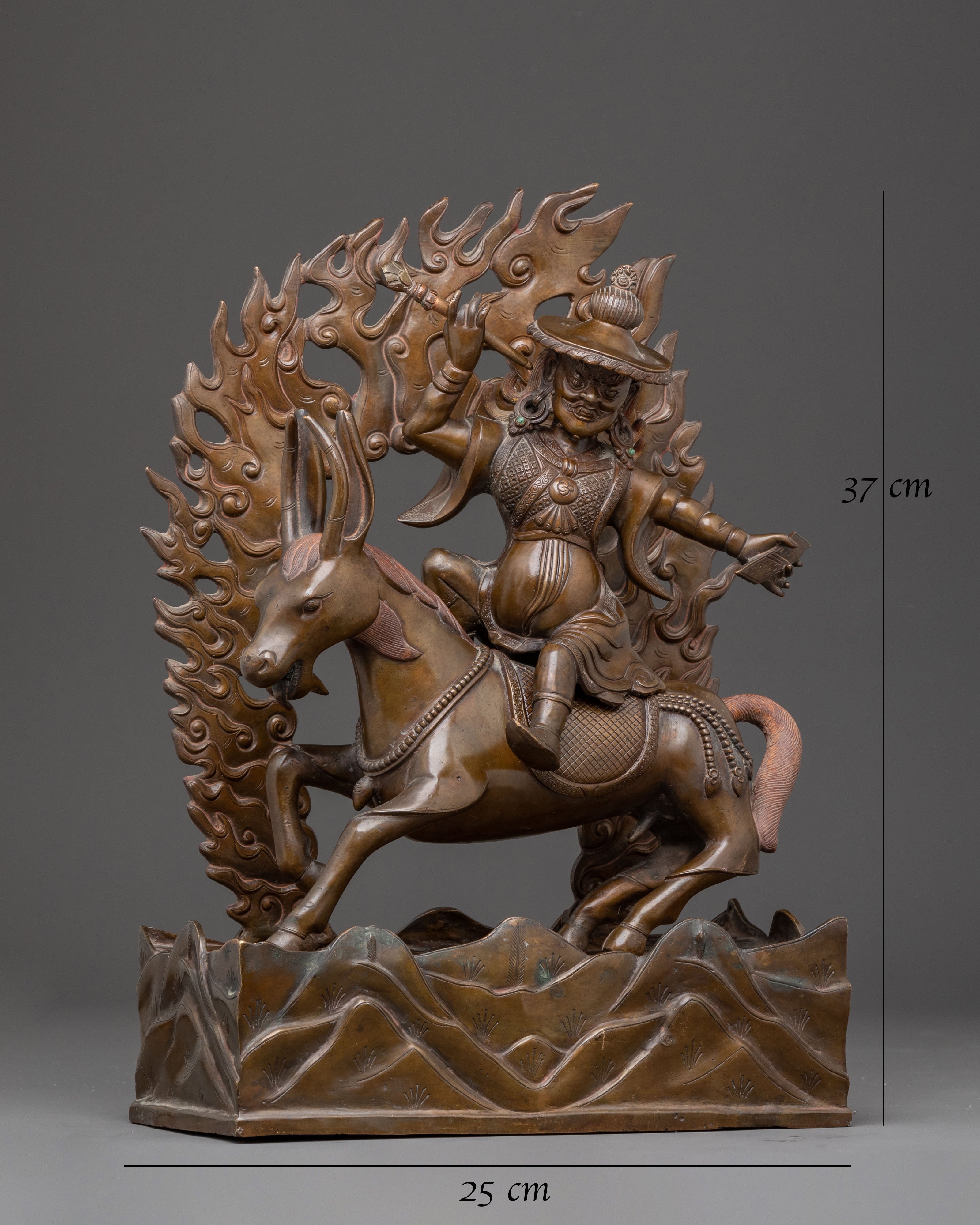 Oxidized Copper Damchen Garawai Nagpo Statue – Dharma Protector