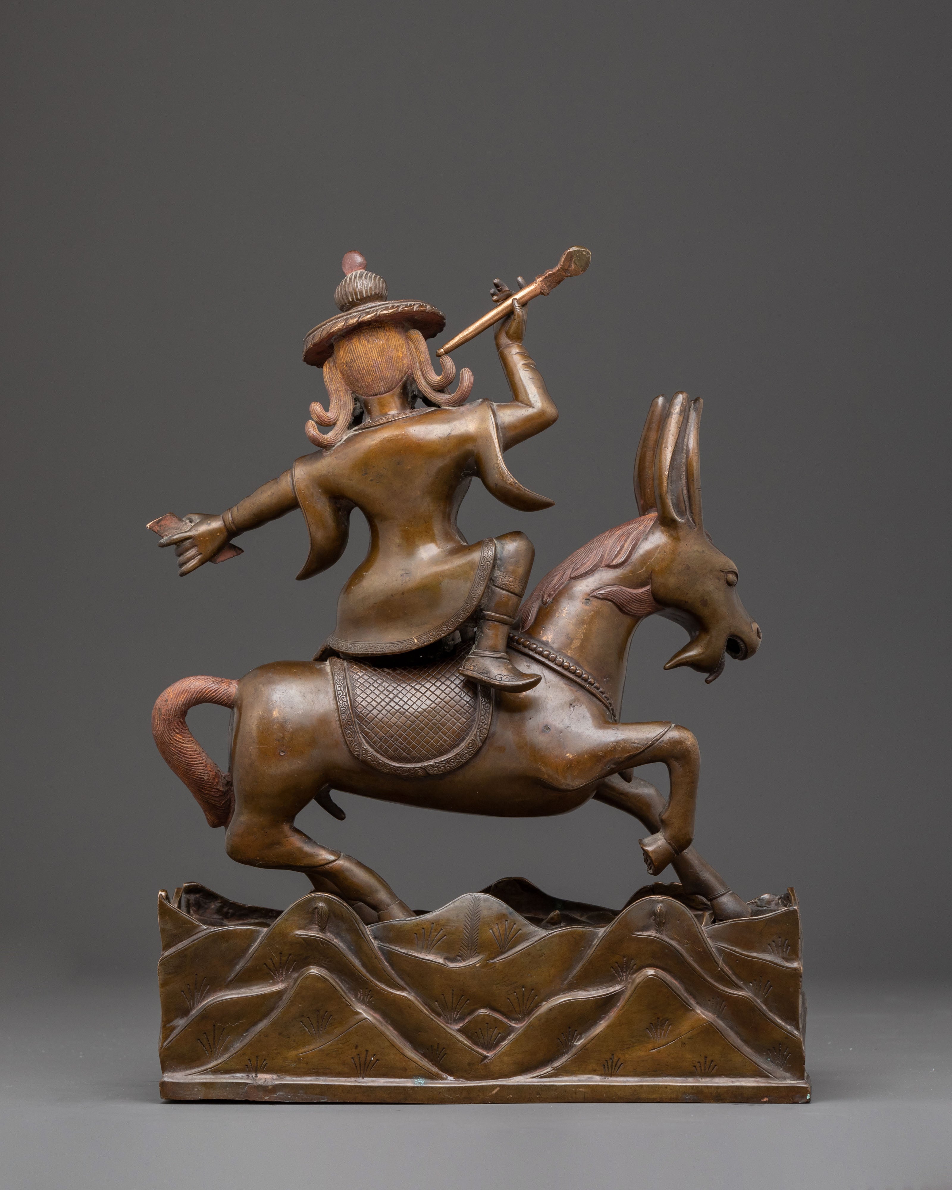 Oxidized Copper Damchen Garawai Nagpo Statue – Dharma Protector