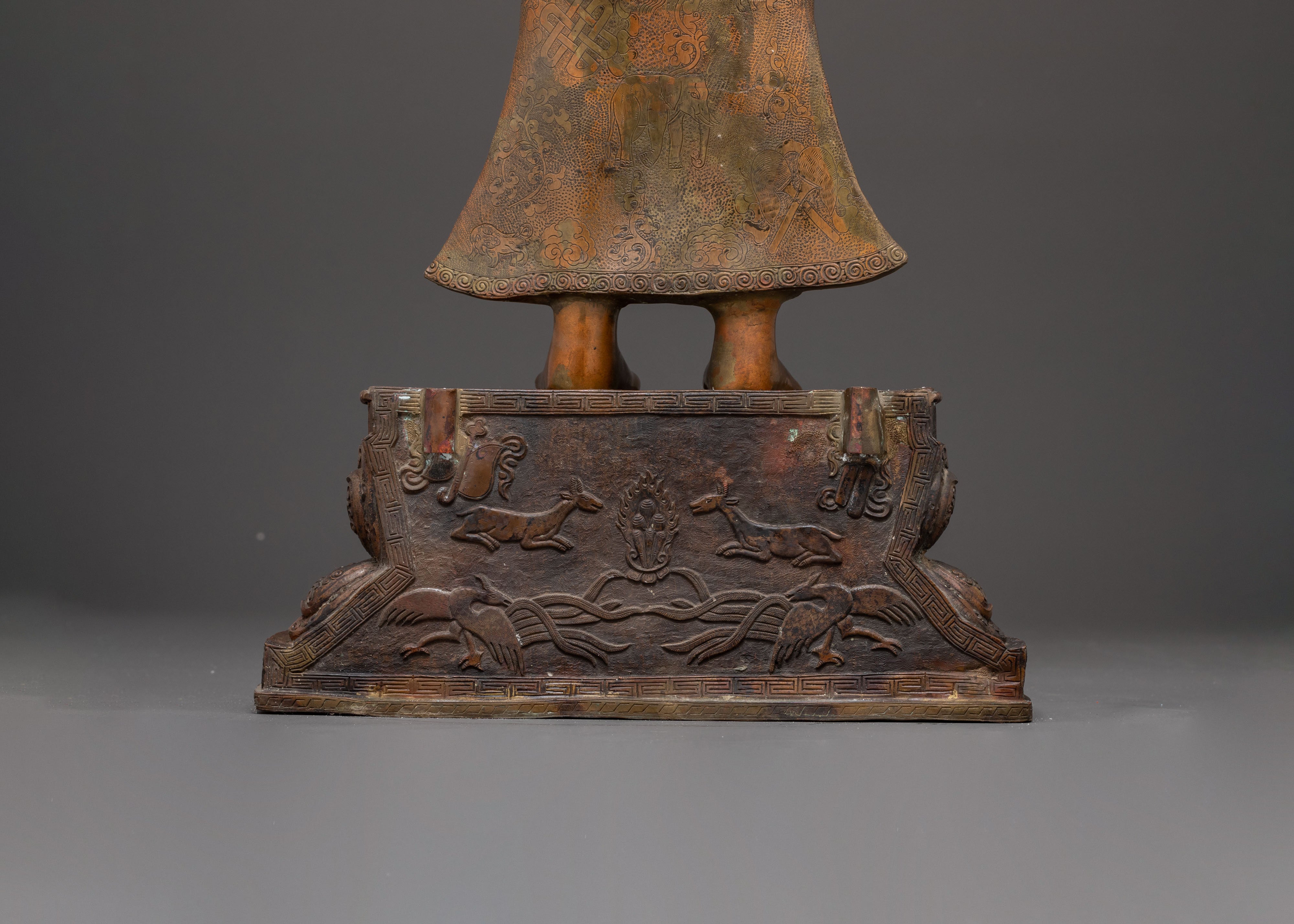 Handcrafted Copper Dipankara Buddha Statue with Antique Finish