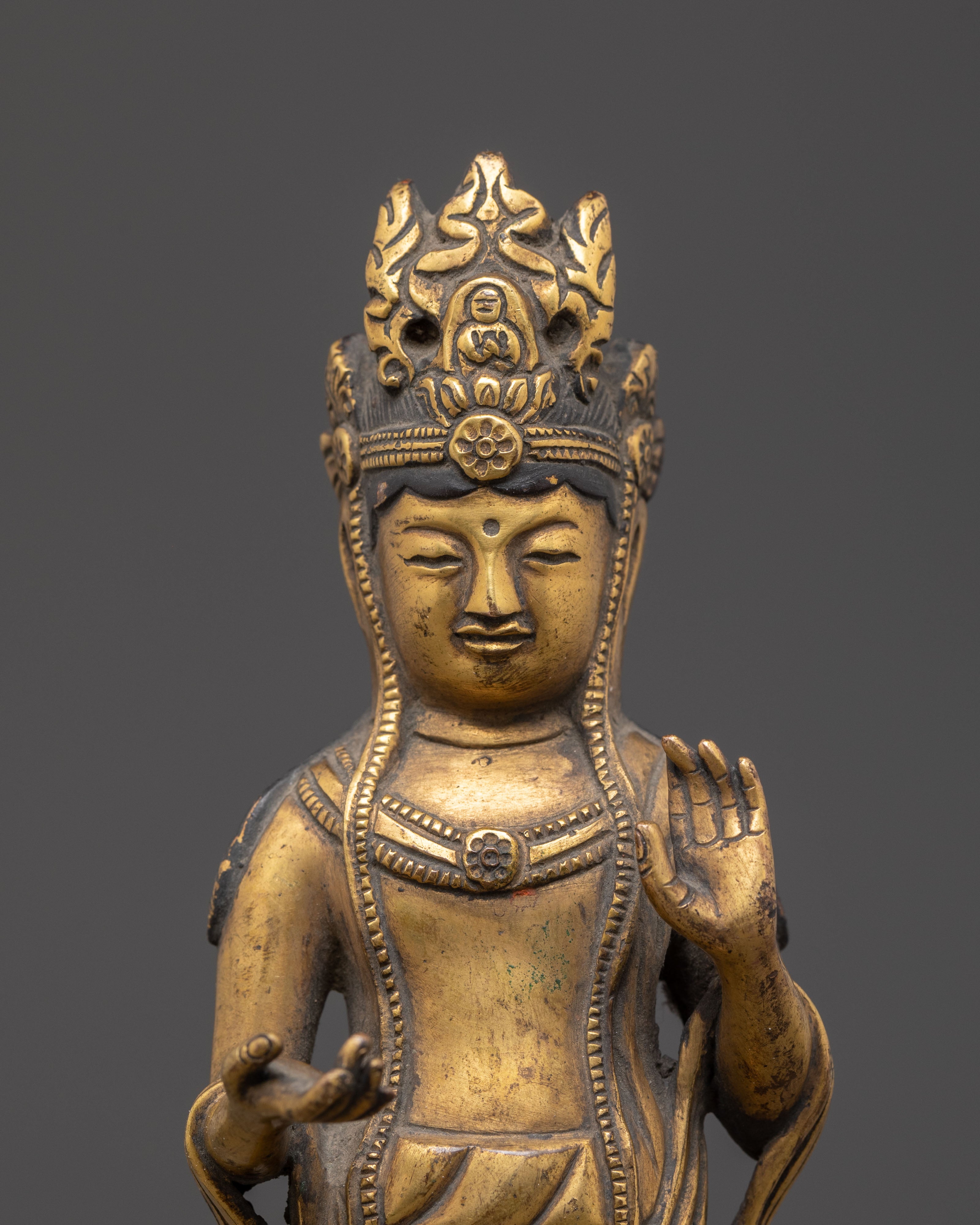 Shakyamuni with Disciples Statue – Antique Copper Finish