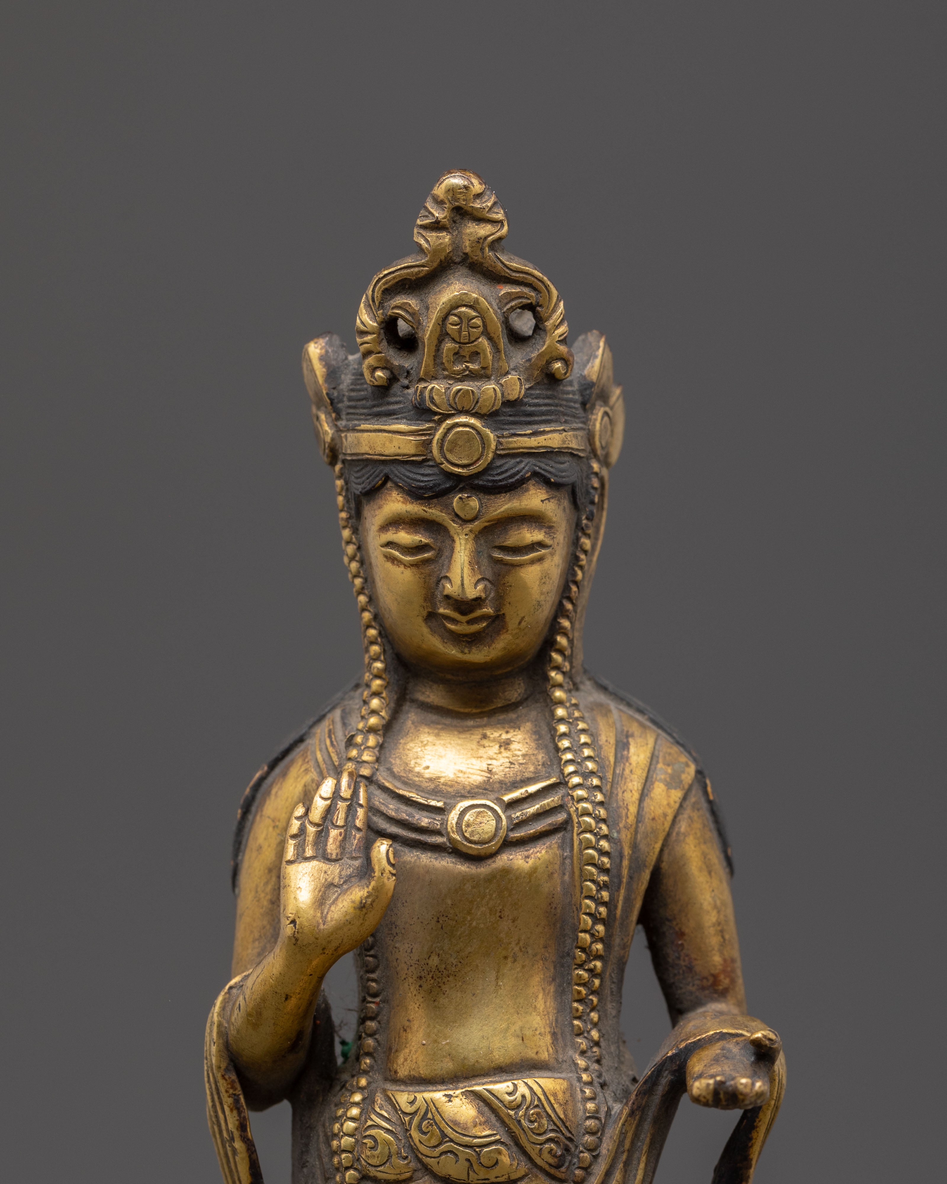 Shakyamuni with Disciples Statue – Antique Copper Finish