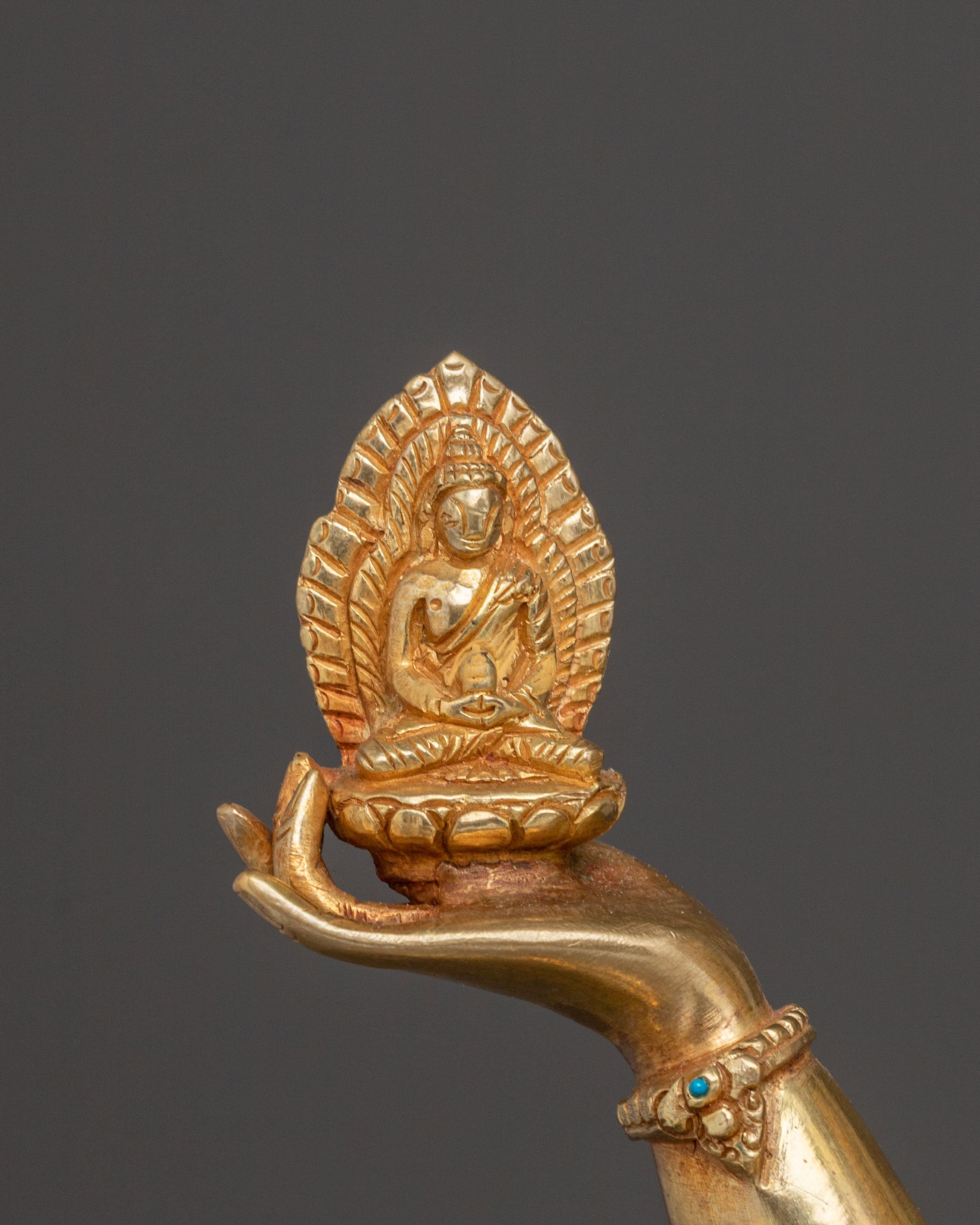 Golden Copper Namgyalma Statue | Supreme Long Life Deity
