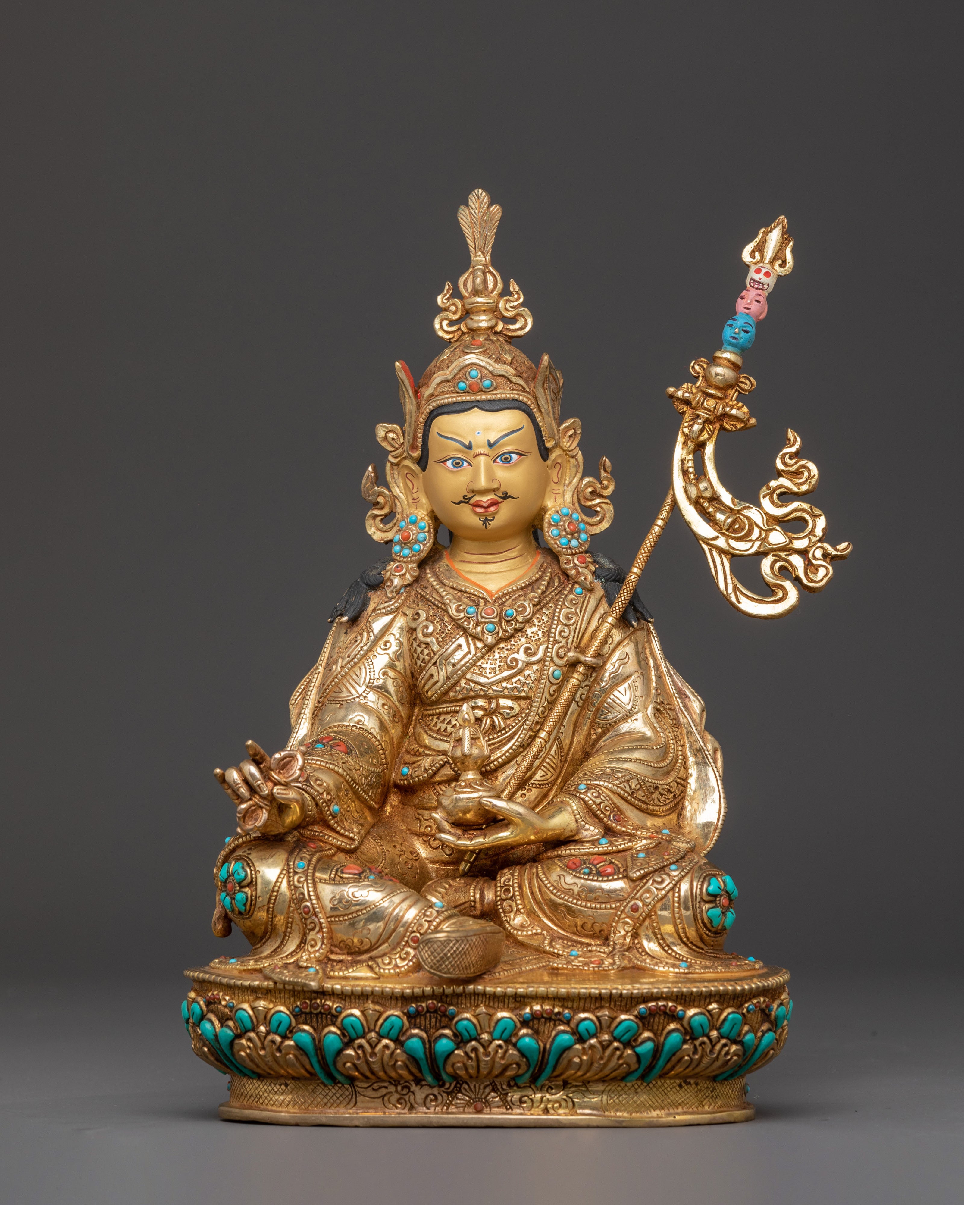 Handcrafted Guru Rinpoche Consort Set – 24K Gold Gilded Copper Masterpiece