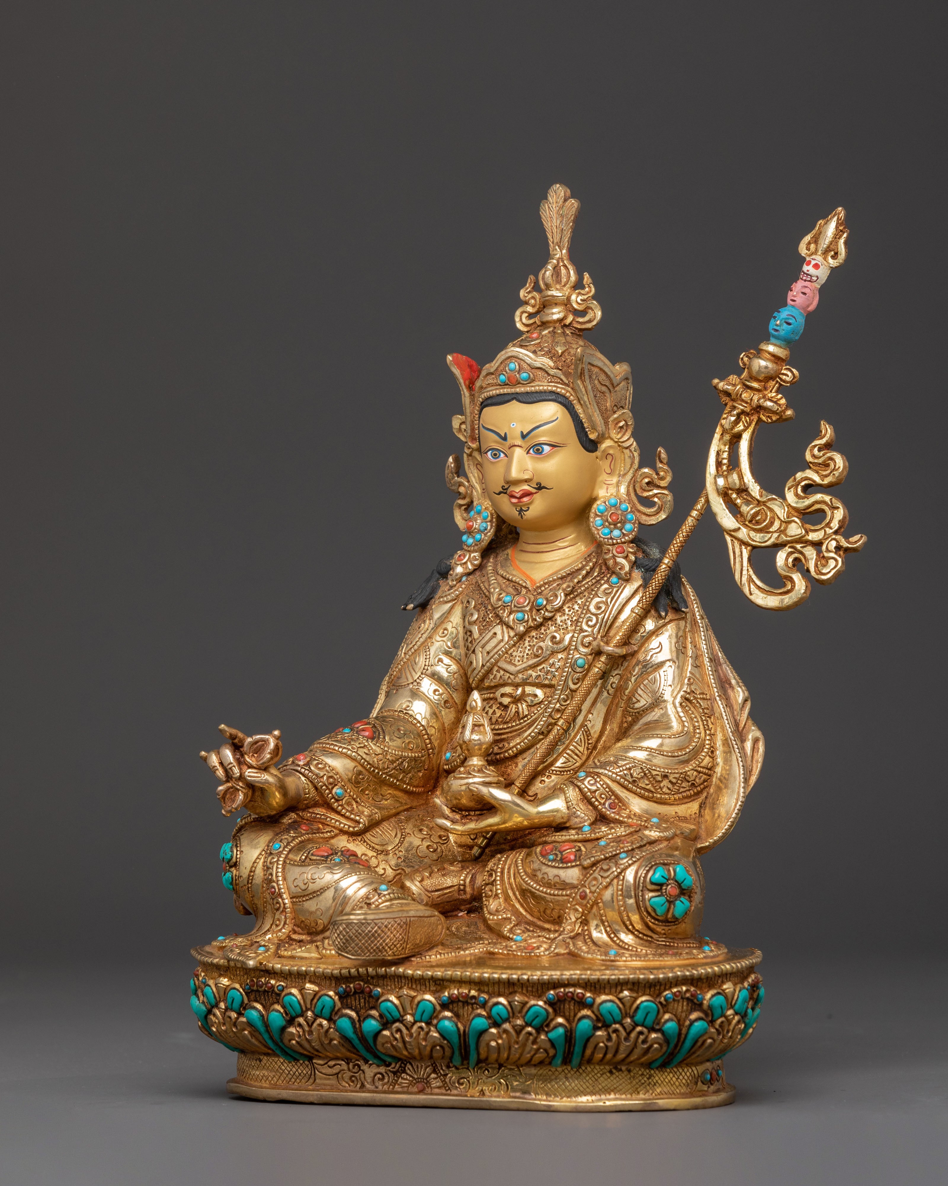 Handcrafted Guru Rinpoche Consort Set – 24K Gold Gilded Copper Masterpiece