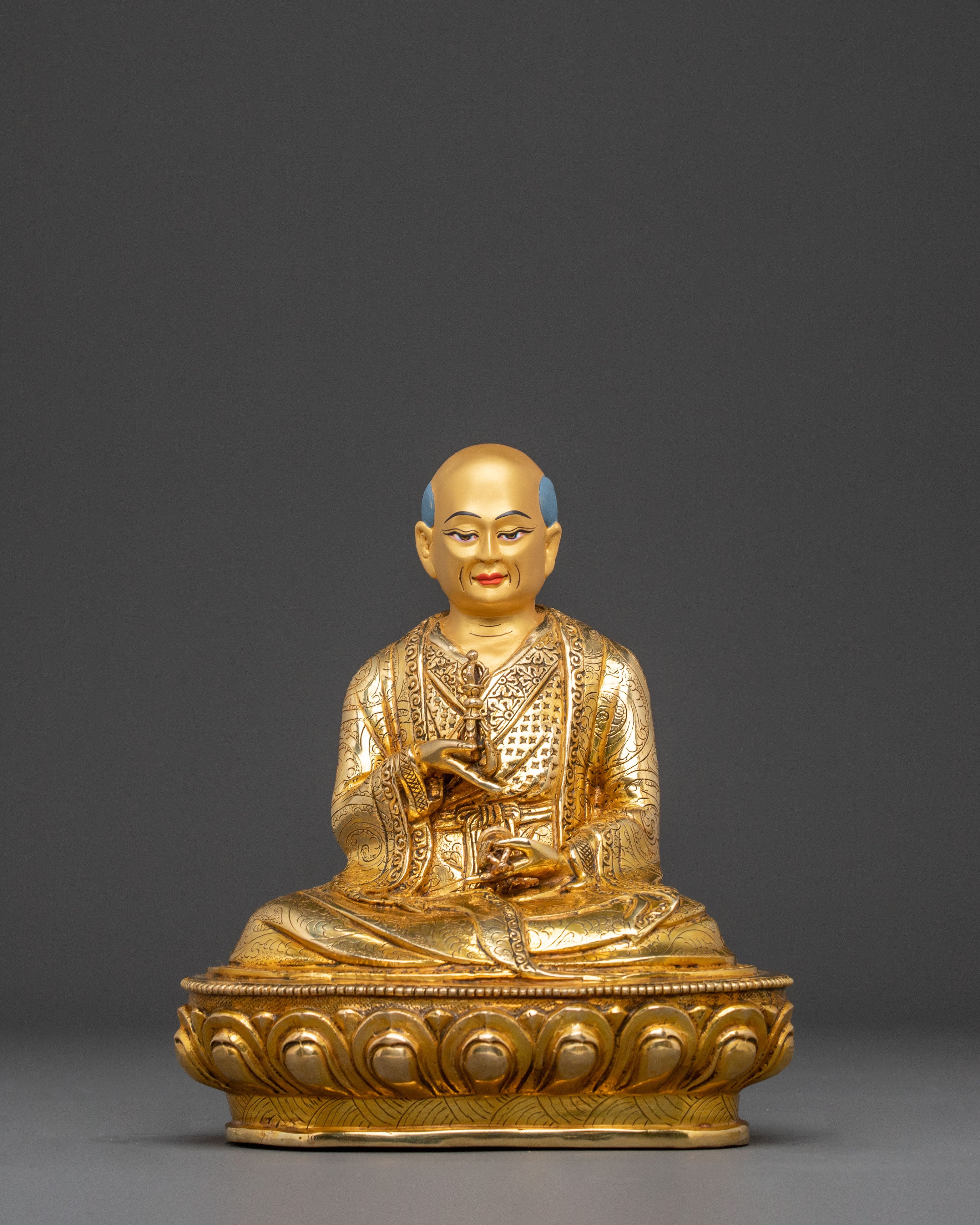 Sacred Shakya Masters Statue Set – 24K Gold Gilded Collection