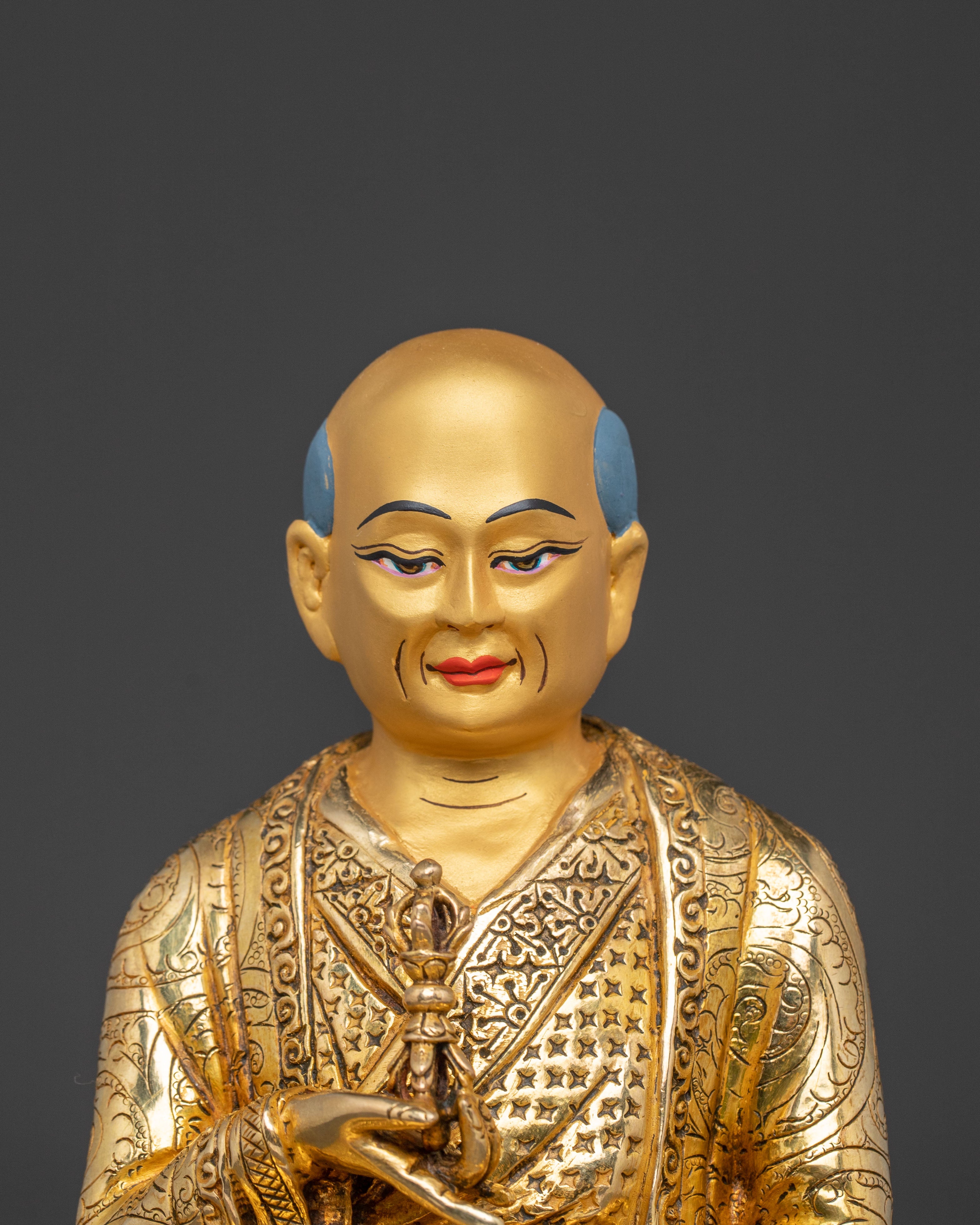 Sacred Shakya Masters Statue Set – 24K Gold Gilded Collection