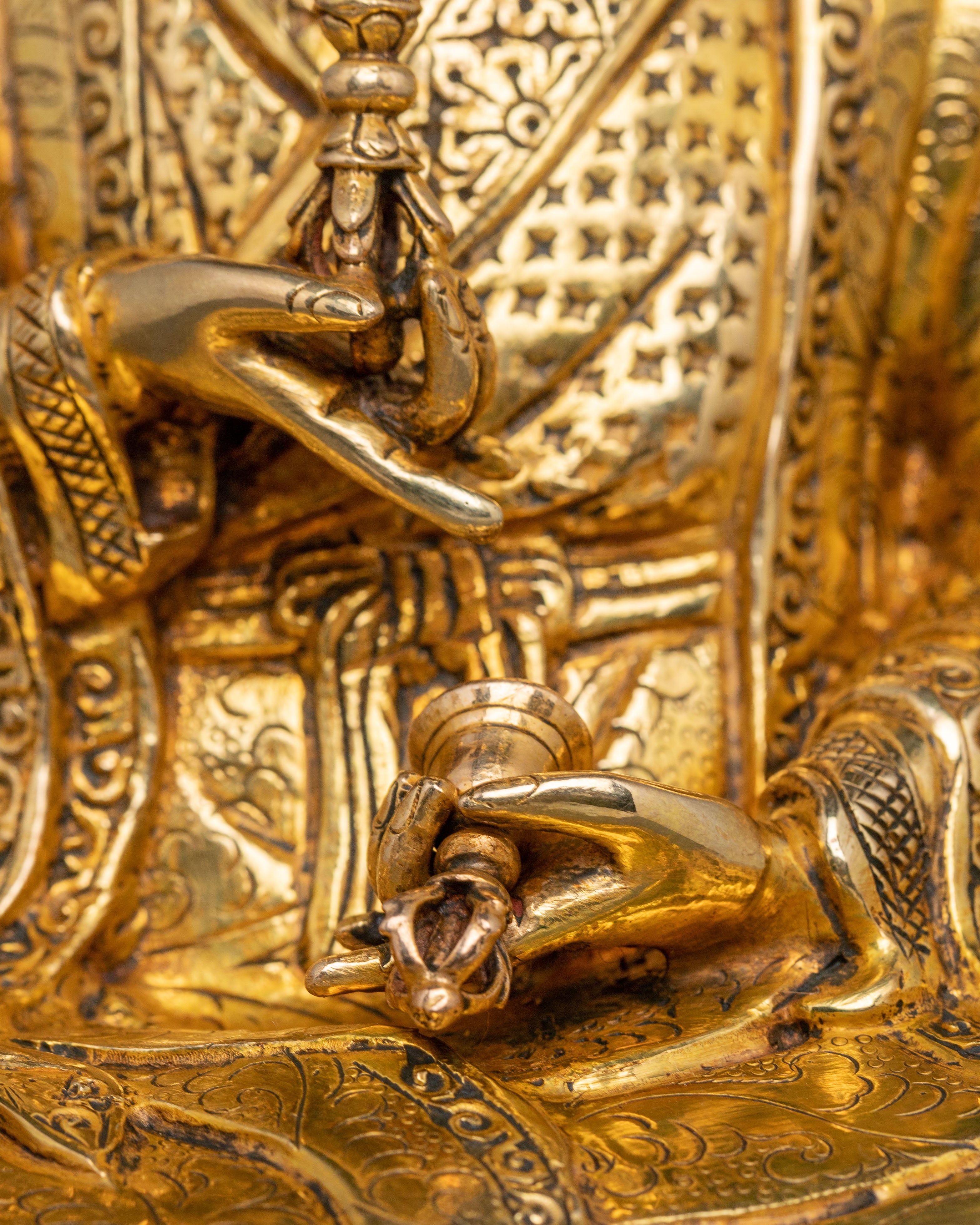 Sacred Shakya Masters Statue Set – 24K Gold Gilded Collection