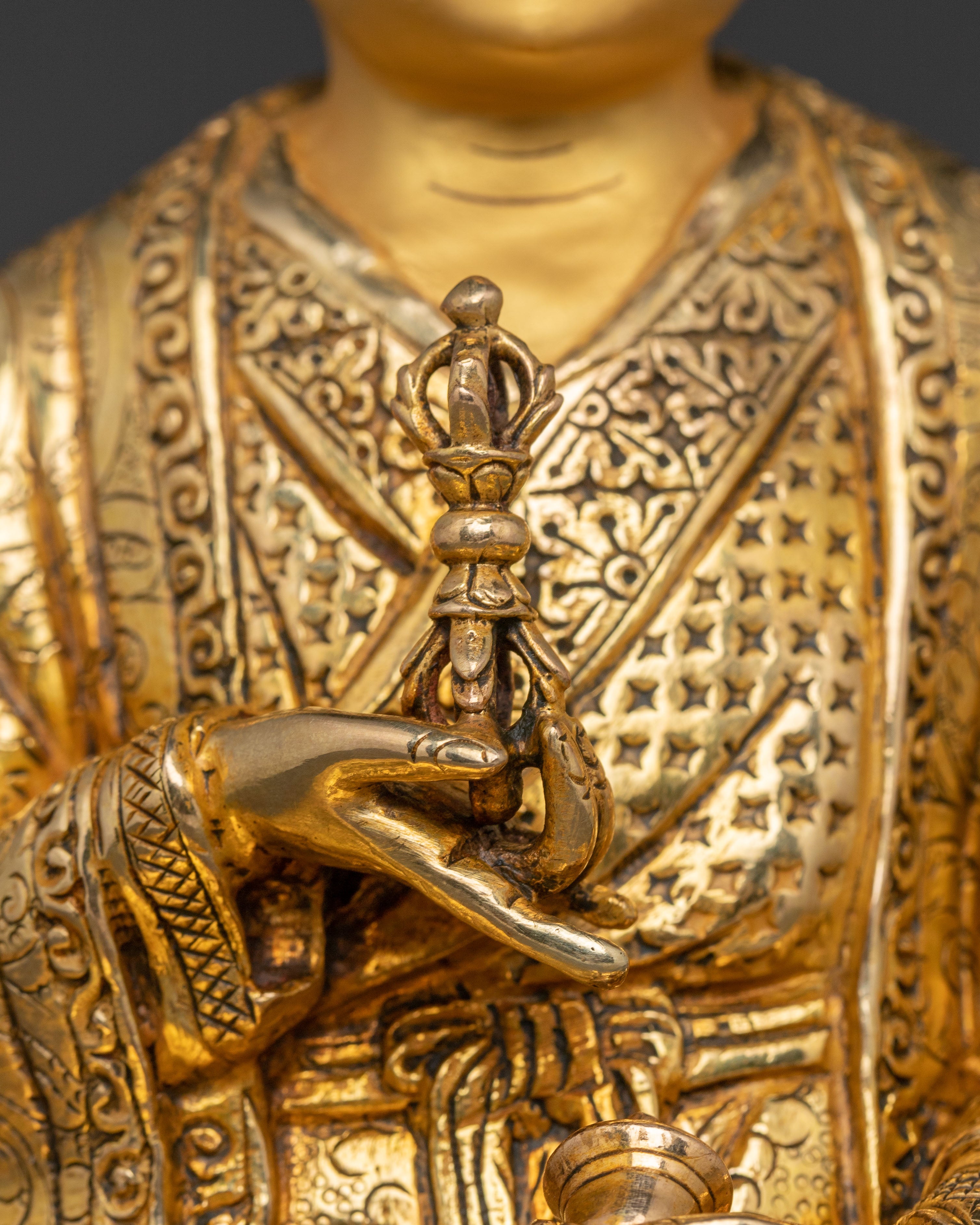 Sacred Shakya Masters Statue Set – 24K Gold Gilded Collection