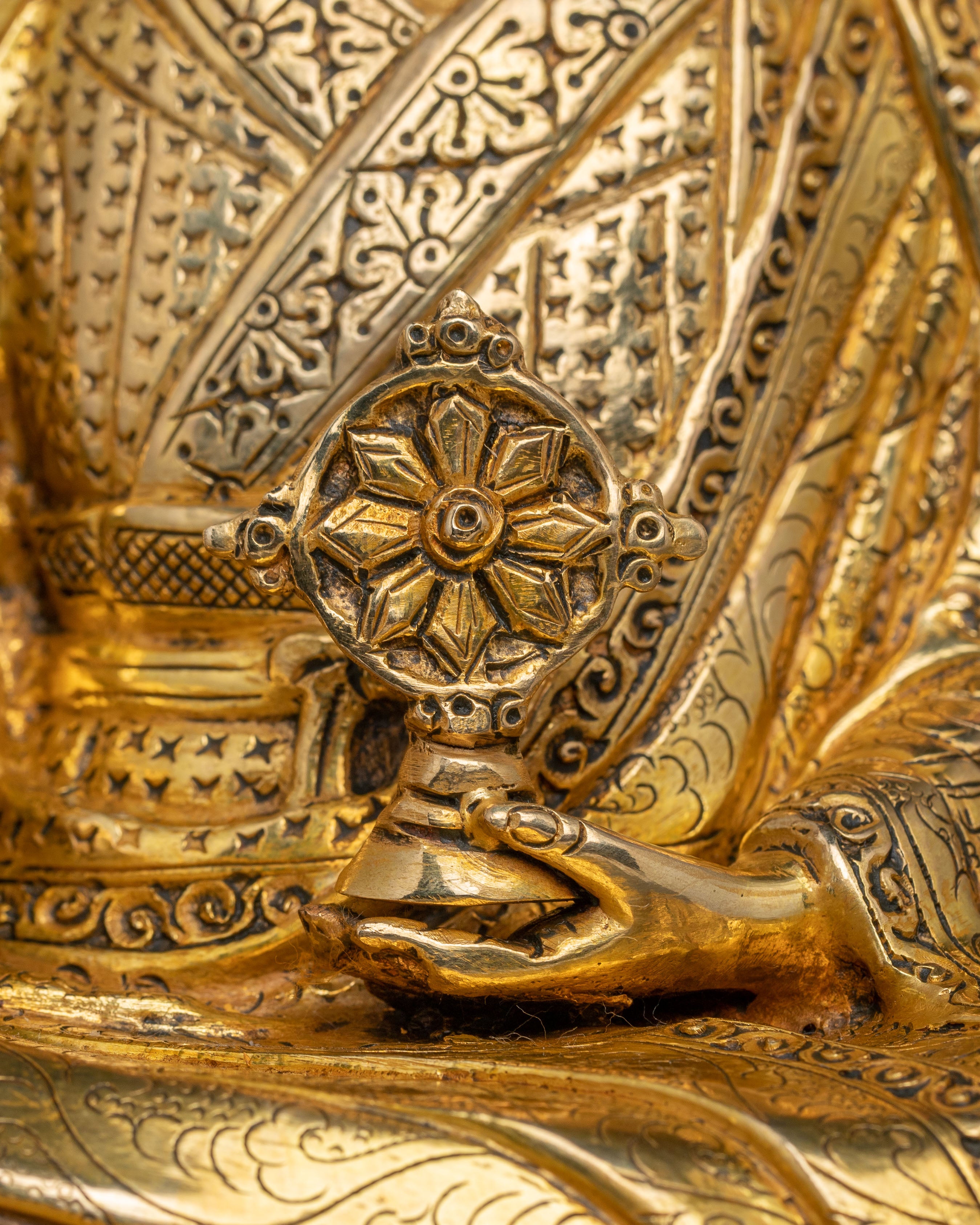 Sacred Shakya Masters Statue Set – 24K Gold Gilded Collection