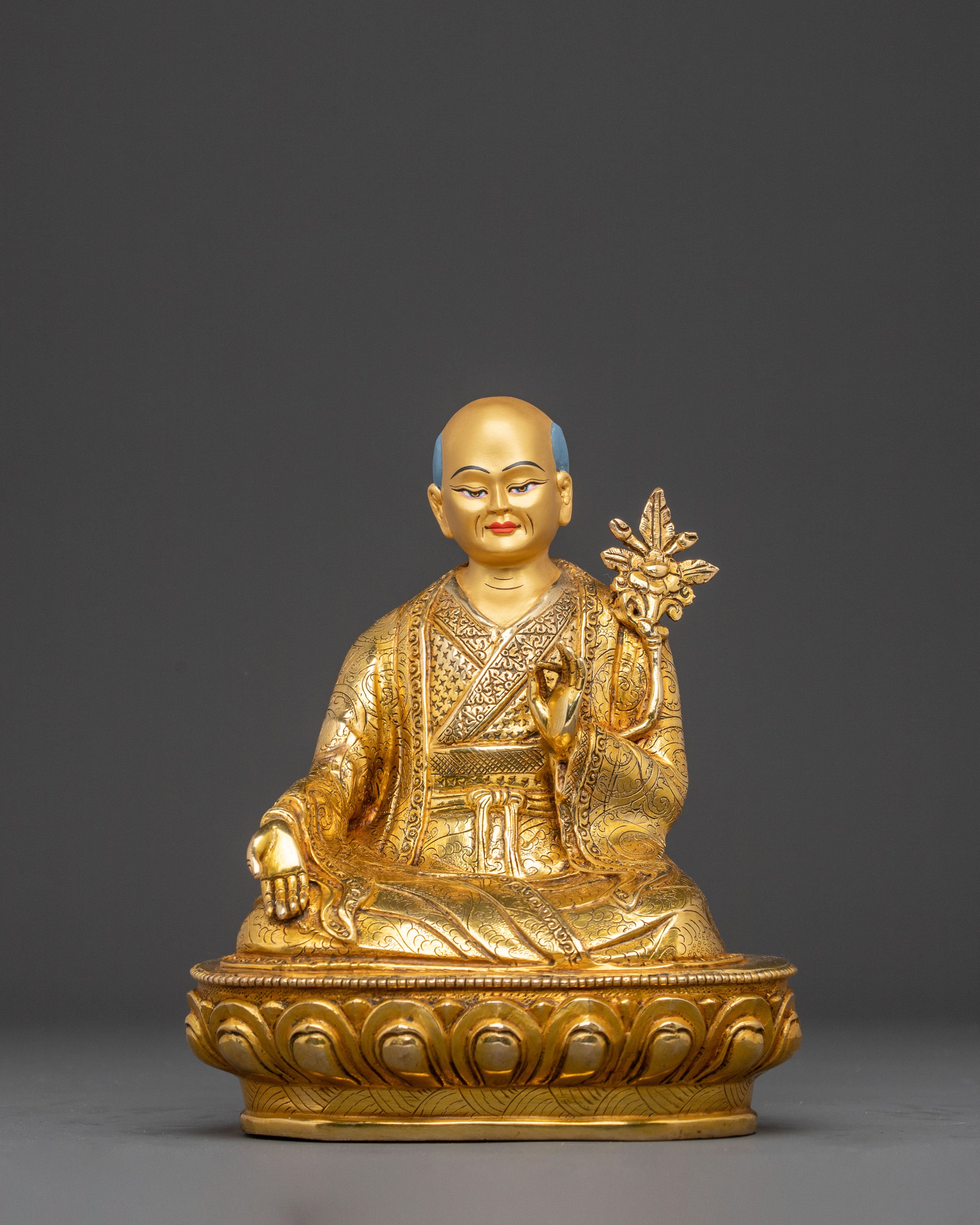 Sacred Shakya Masters Statue Set – 24K Gold Gilded Collection