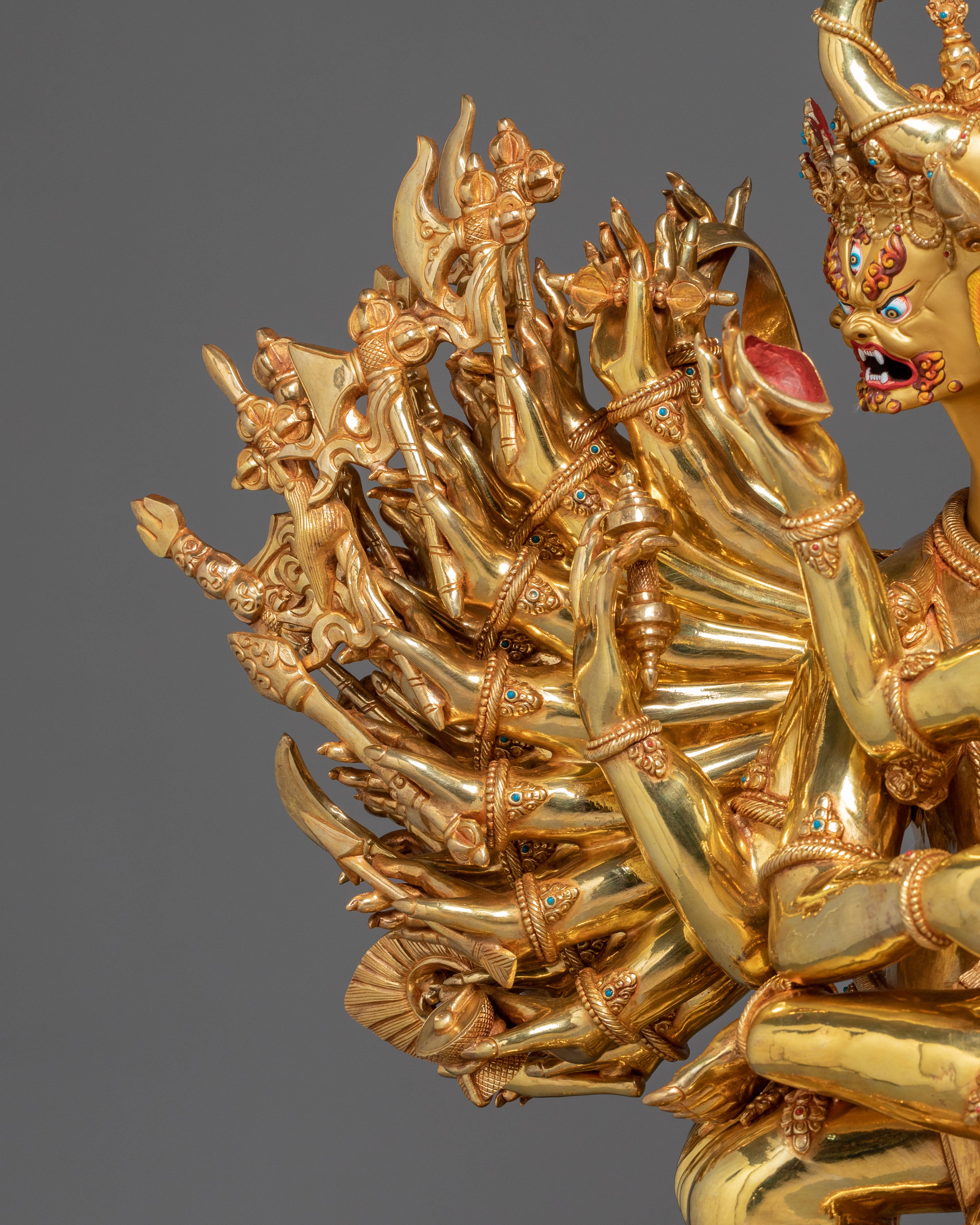 Yamantaka Fierce Protector Statue – 24K Gold Gilded Masterpiece