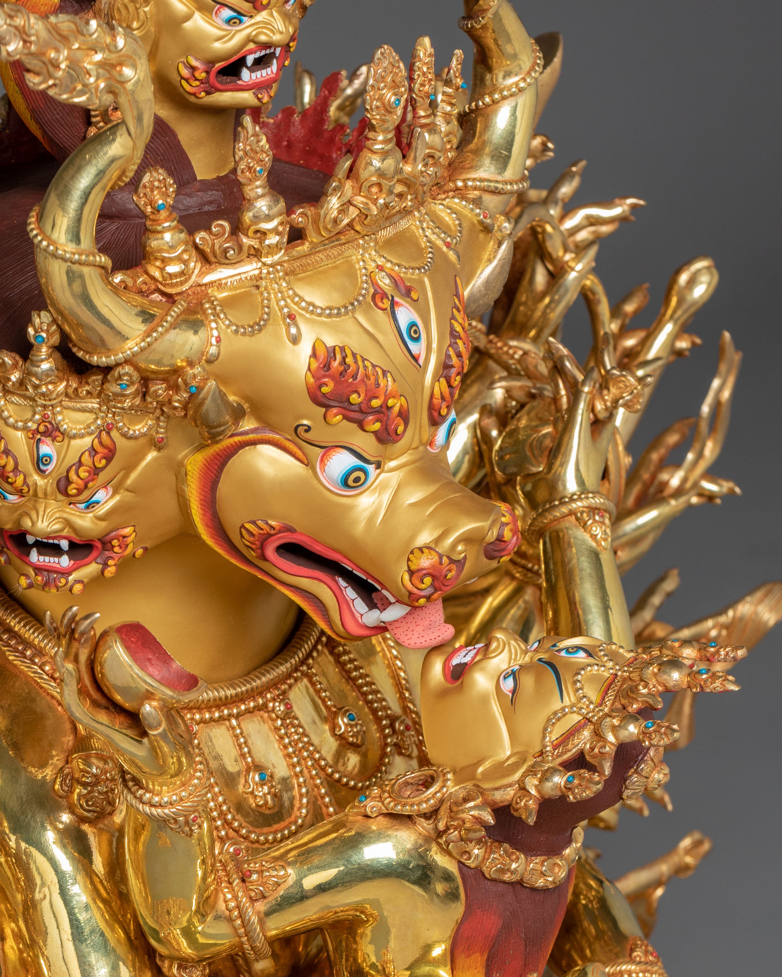 Yamantaka Fierce Protector Statue – 24K Gold Gilded Masterpiece
