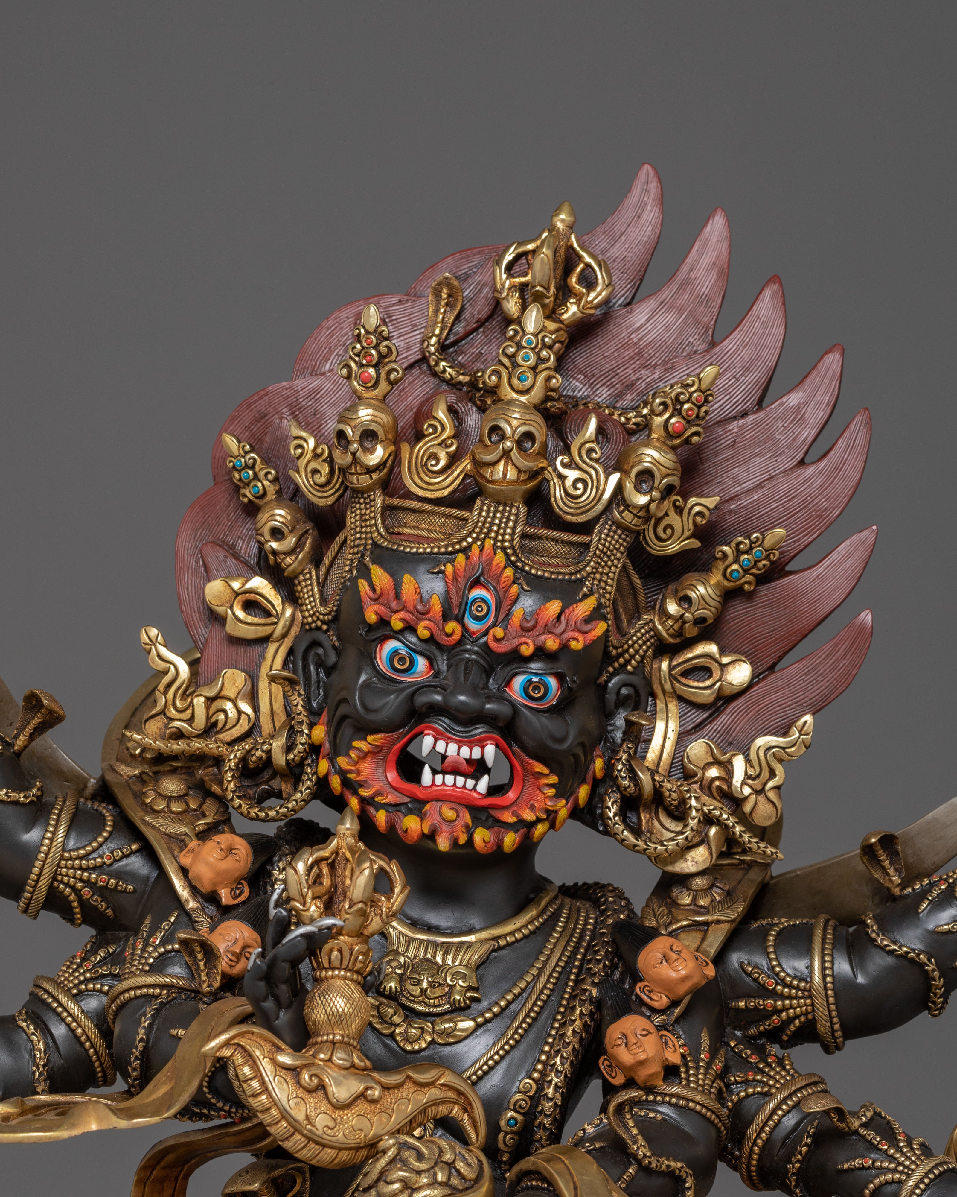 Big Six Armed Mahakala Statue - Himalayan Handcrafted Artwork