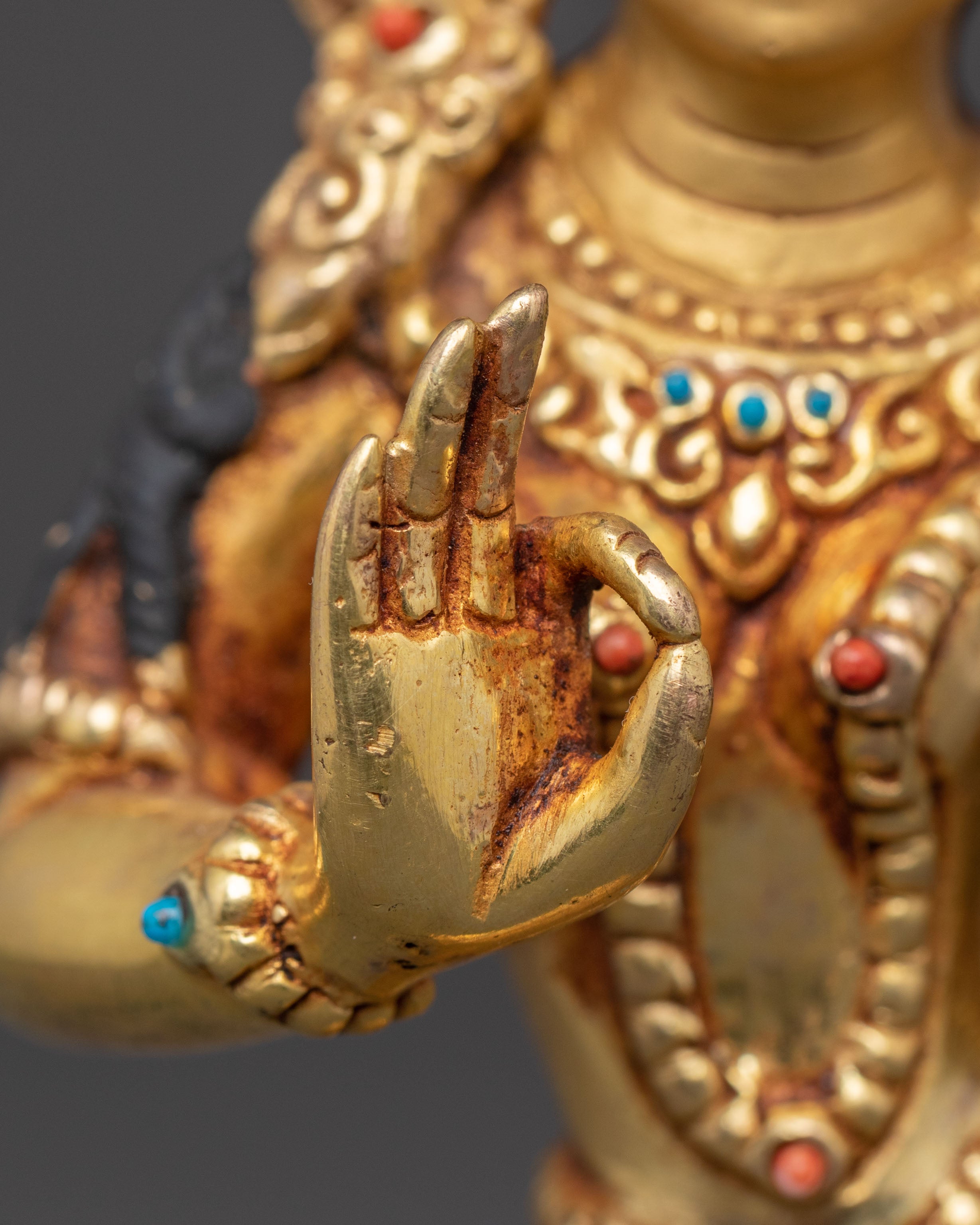 Yeshe Tsogyal Mandarava Statue Set – Gold Gilded Copper Pair