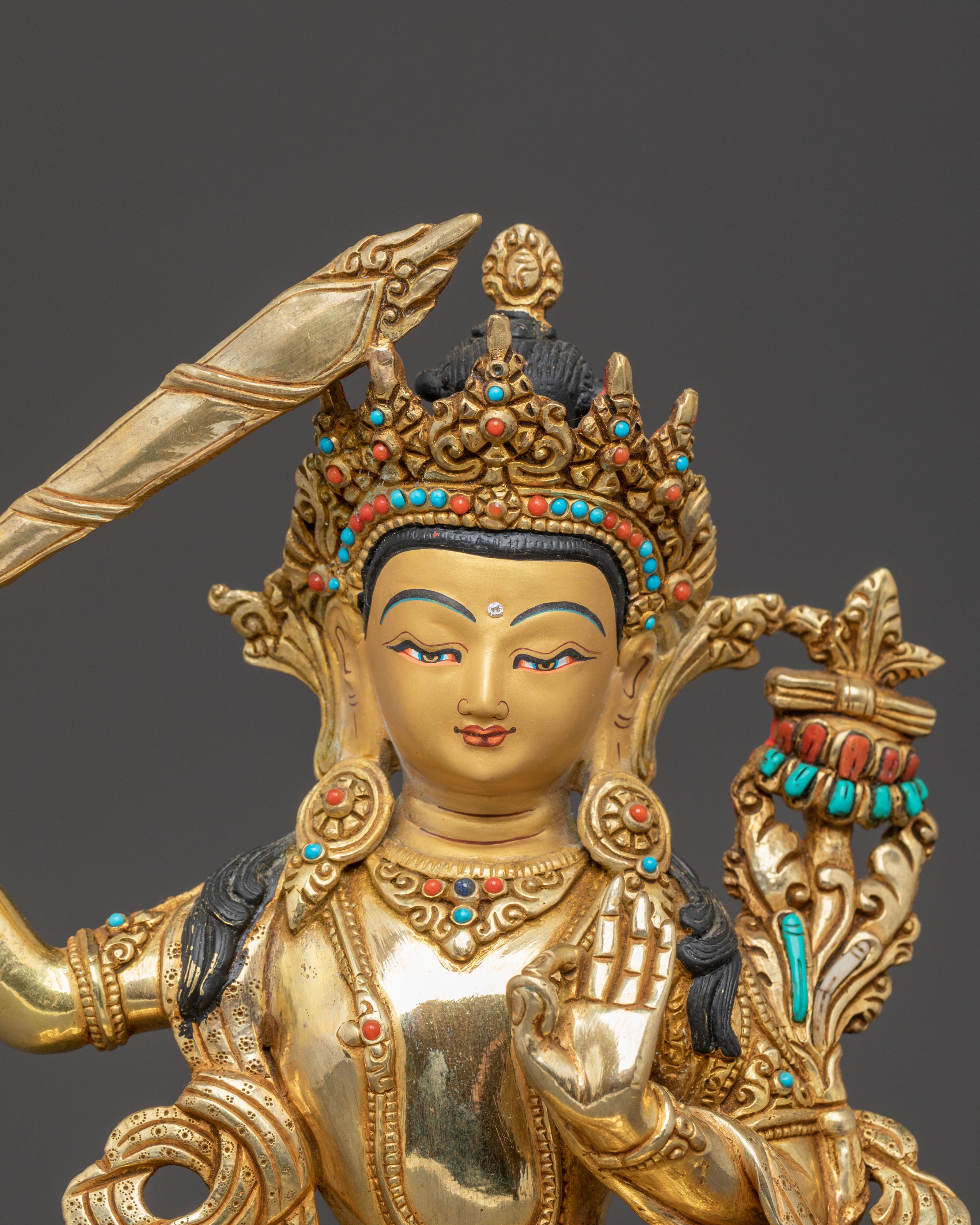 Holy Statue of Manjushri – Radiant Wisdom Sculpture