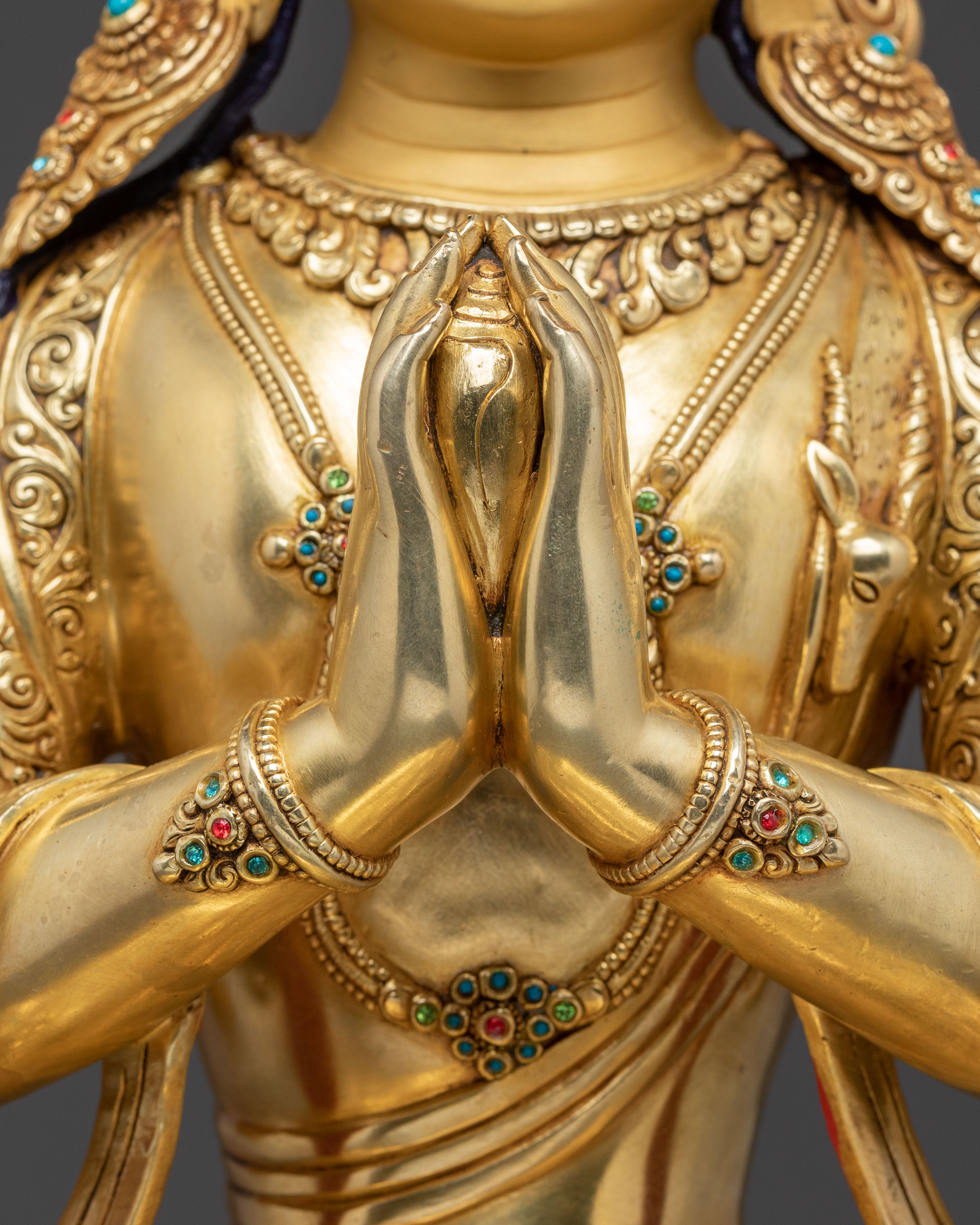 Handcrafted Divine Chenrezig Statue – 24K Gold Gilded Masterpiece