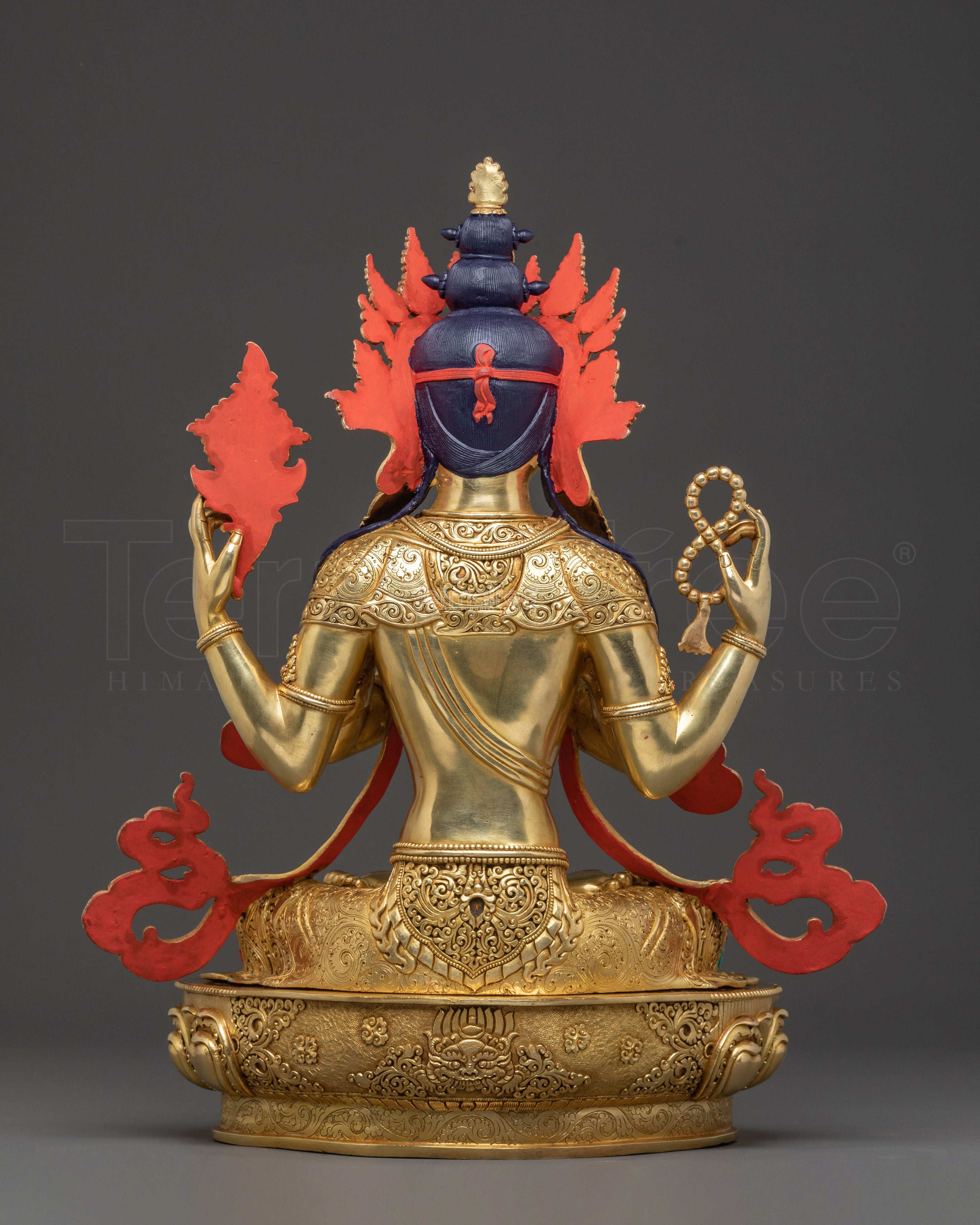 Handcrafted Divine Chenrezig Statue – 24K Gold Gilded Masterpiece