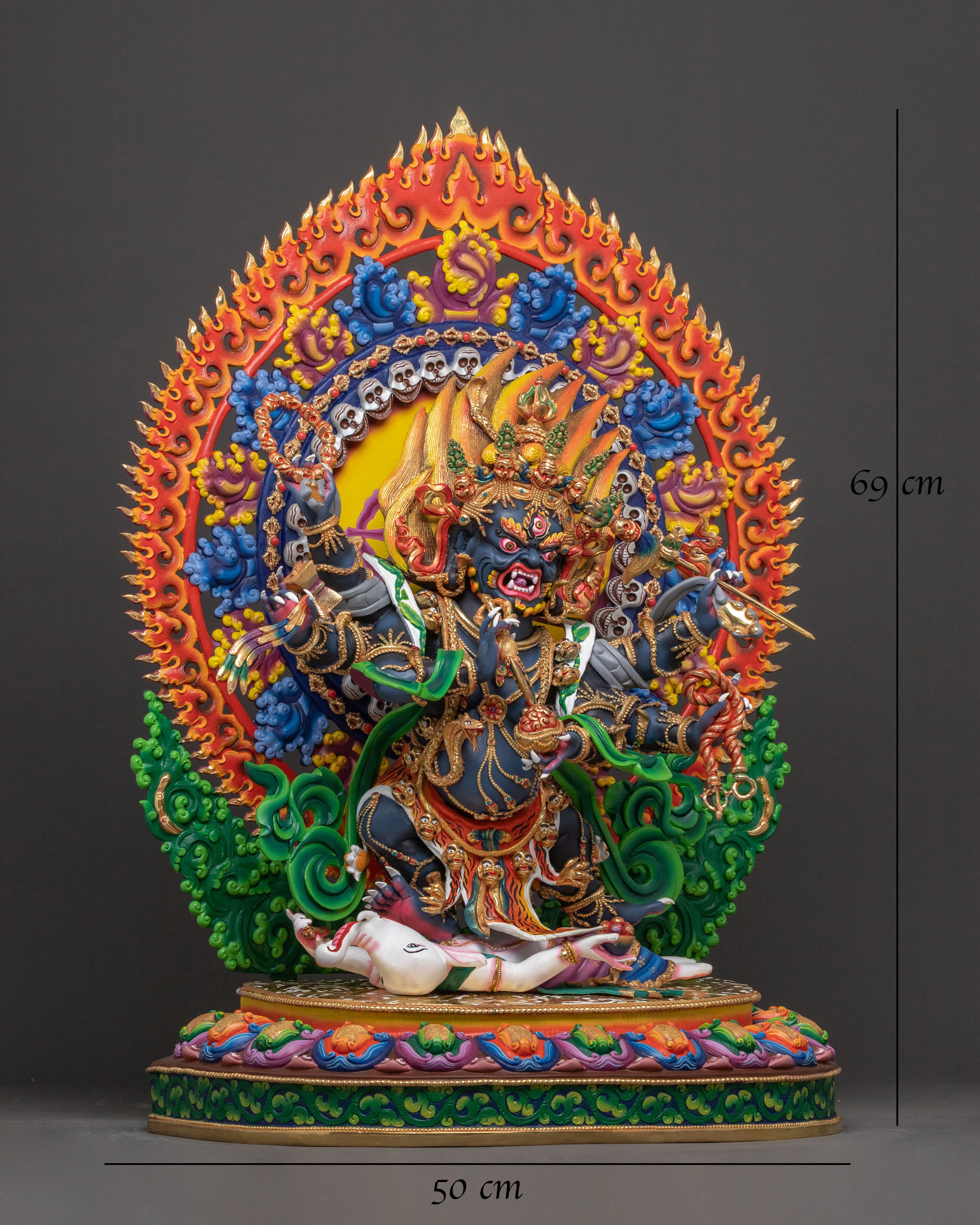 Handcrafted Six-Armed Mahakala Copper Statue – Majestic Protector