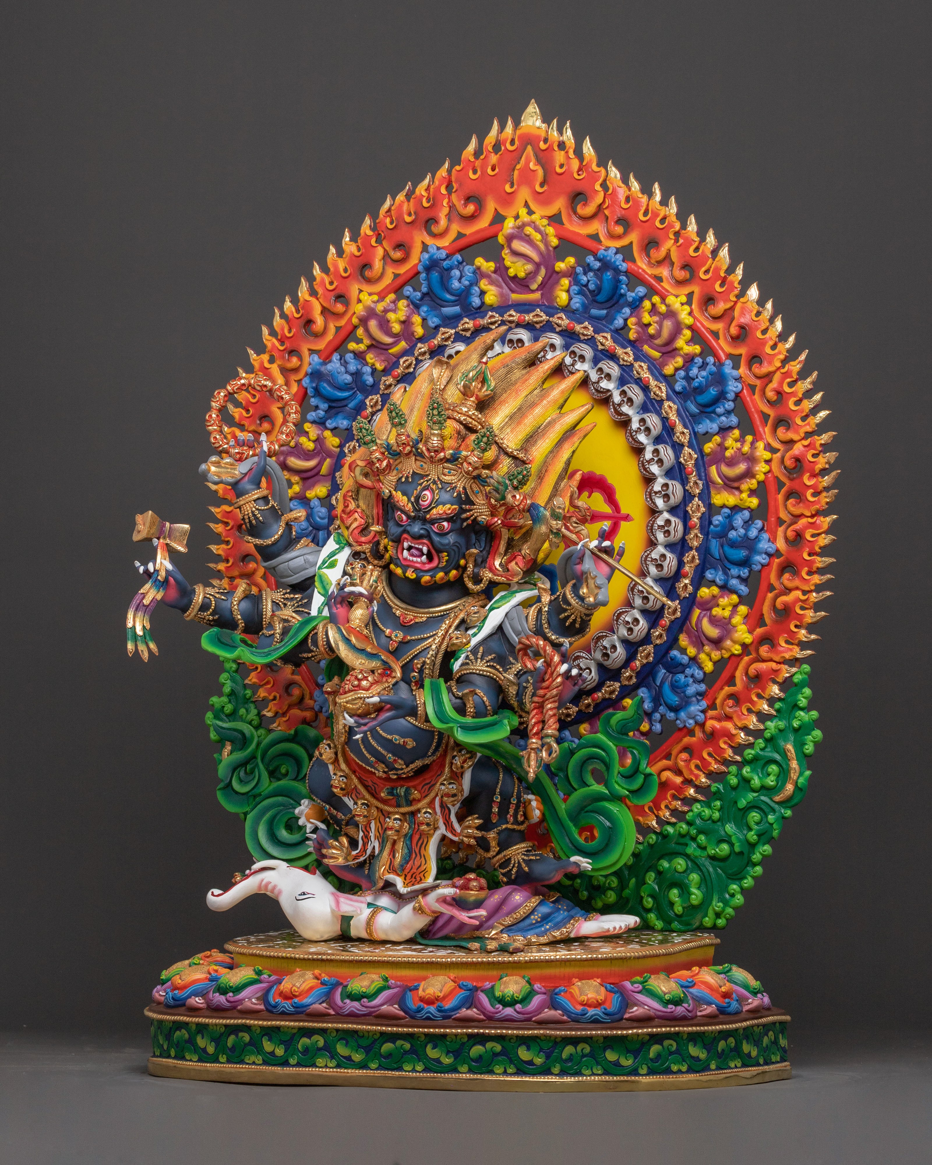 Handcrafted Six-Armed Mahakala Copper Statue – Majestic Protector