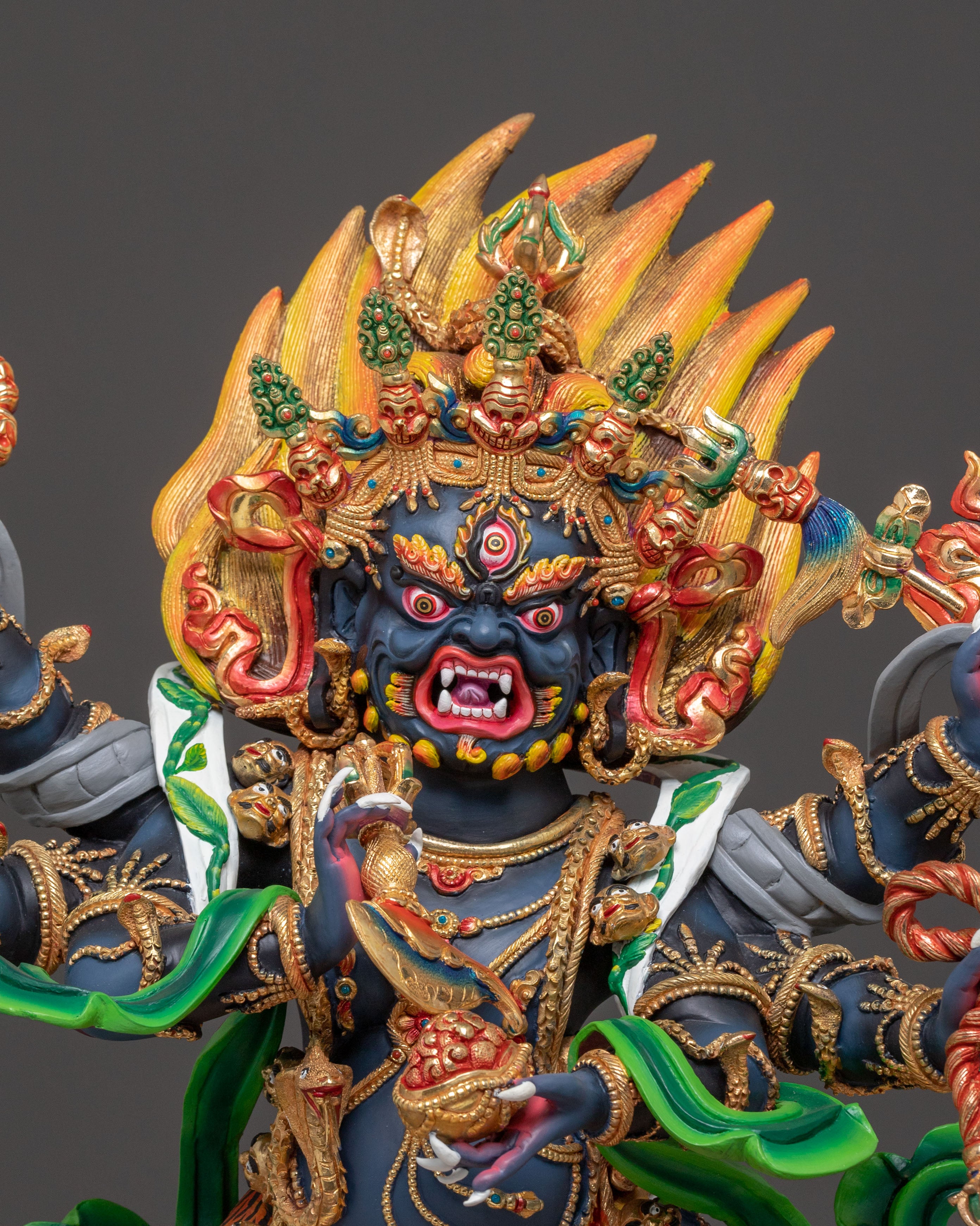 Handcrafted Six-Armed Mahakala Copper Statue – Majestic Protector