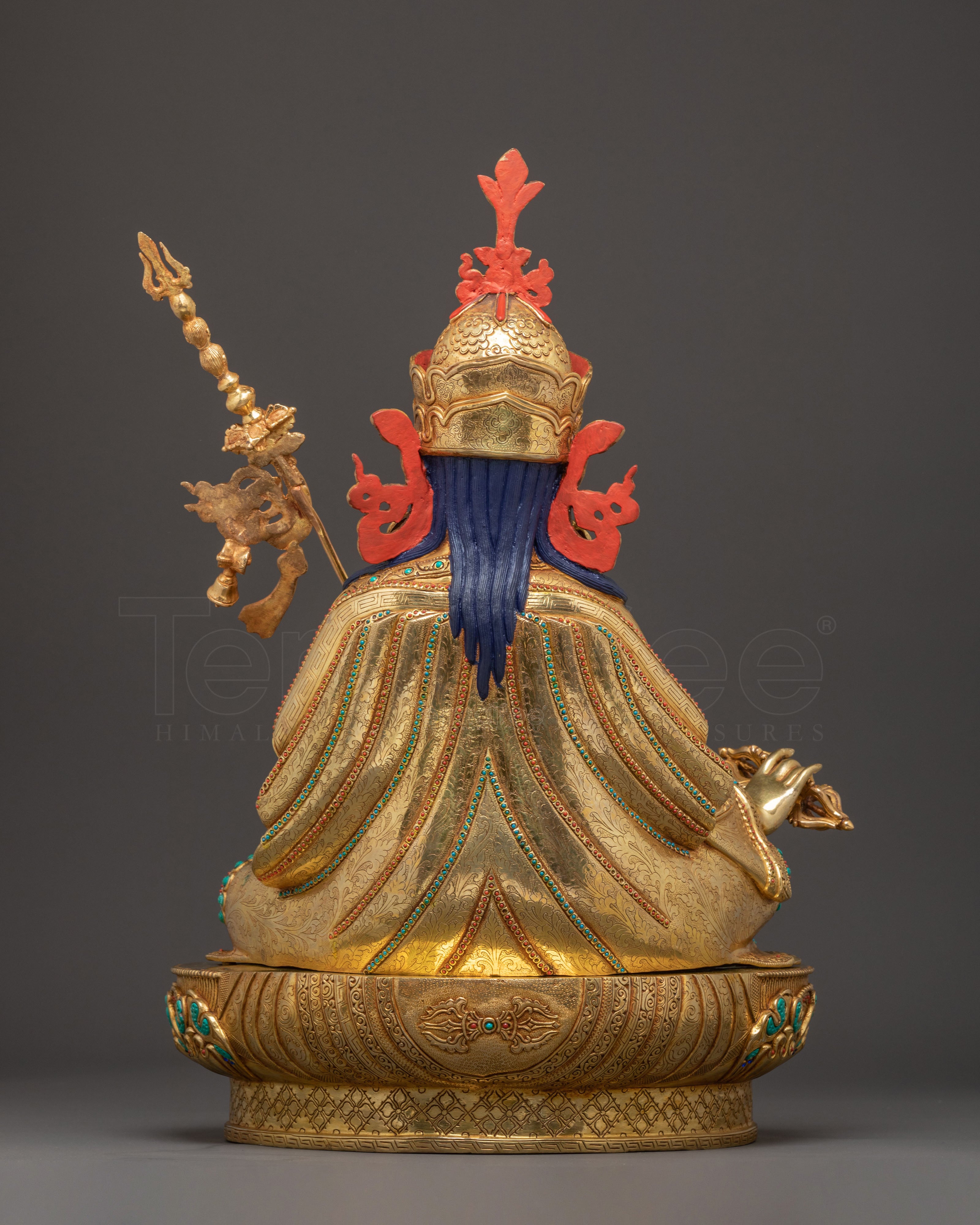 Exquisite 24K Gold Gilded Copper Guru Rinpoche Statue
