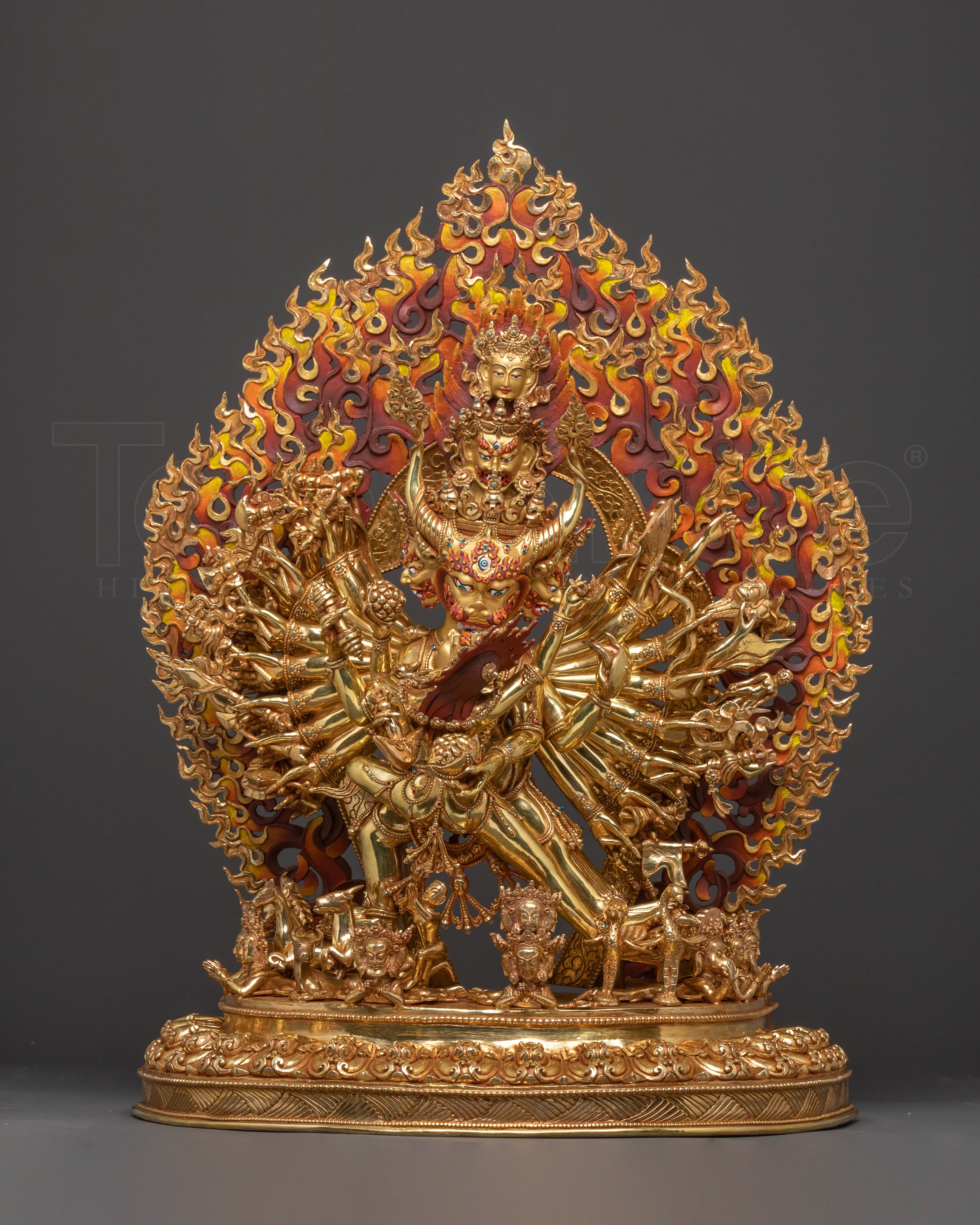Powerful Yidam Yamantaka Statue – 24K Gold Gilded Masterpiece