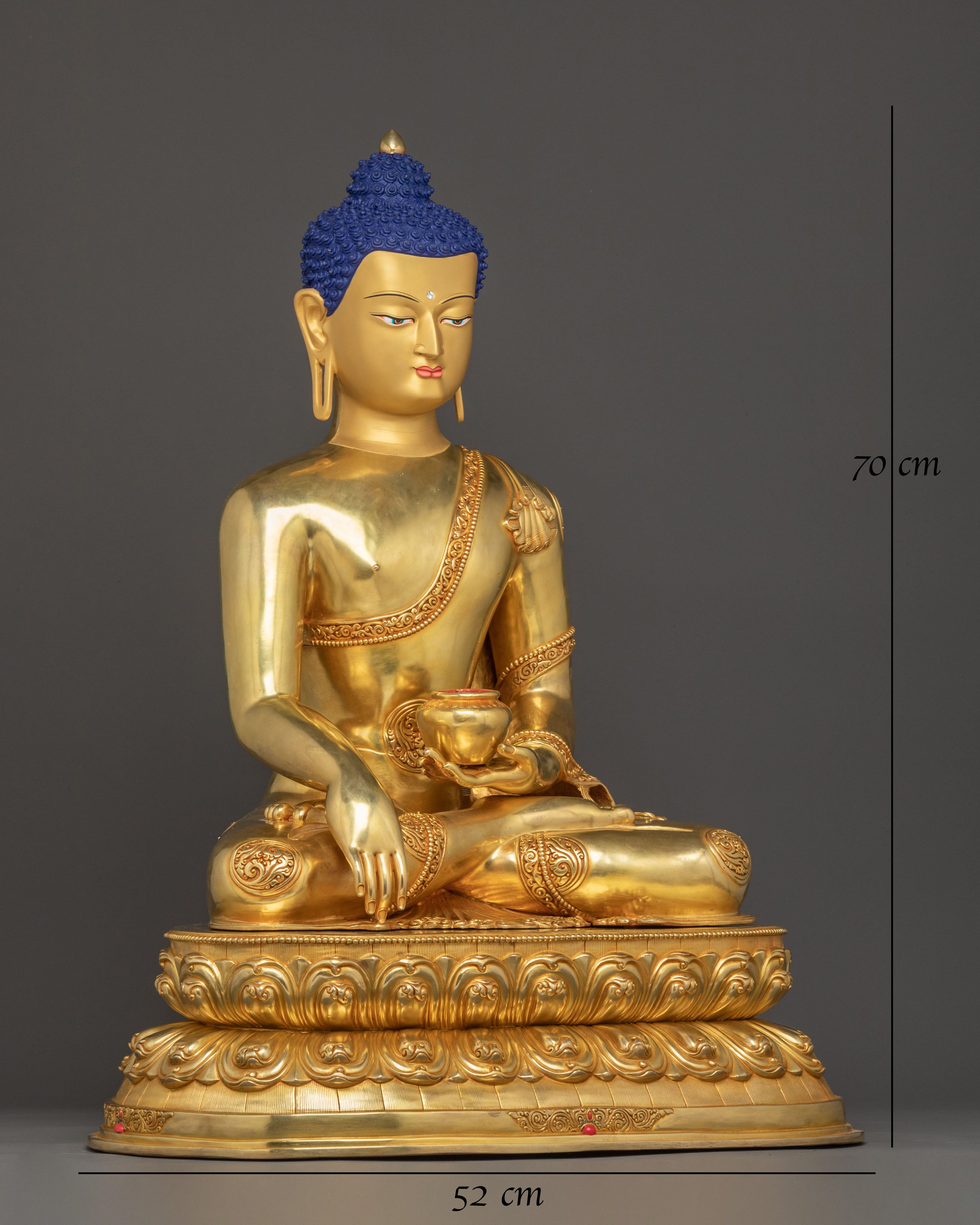 Shakyamuni Buddha Blessed Statue: Exquisite 24K Gold Gilded Statue