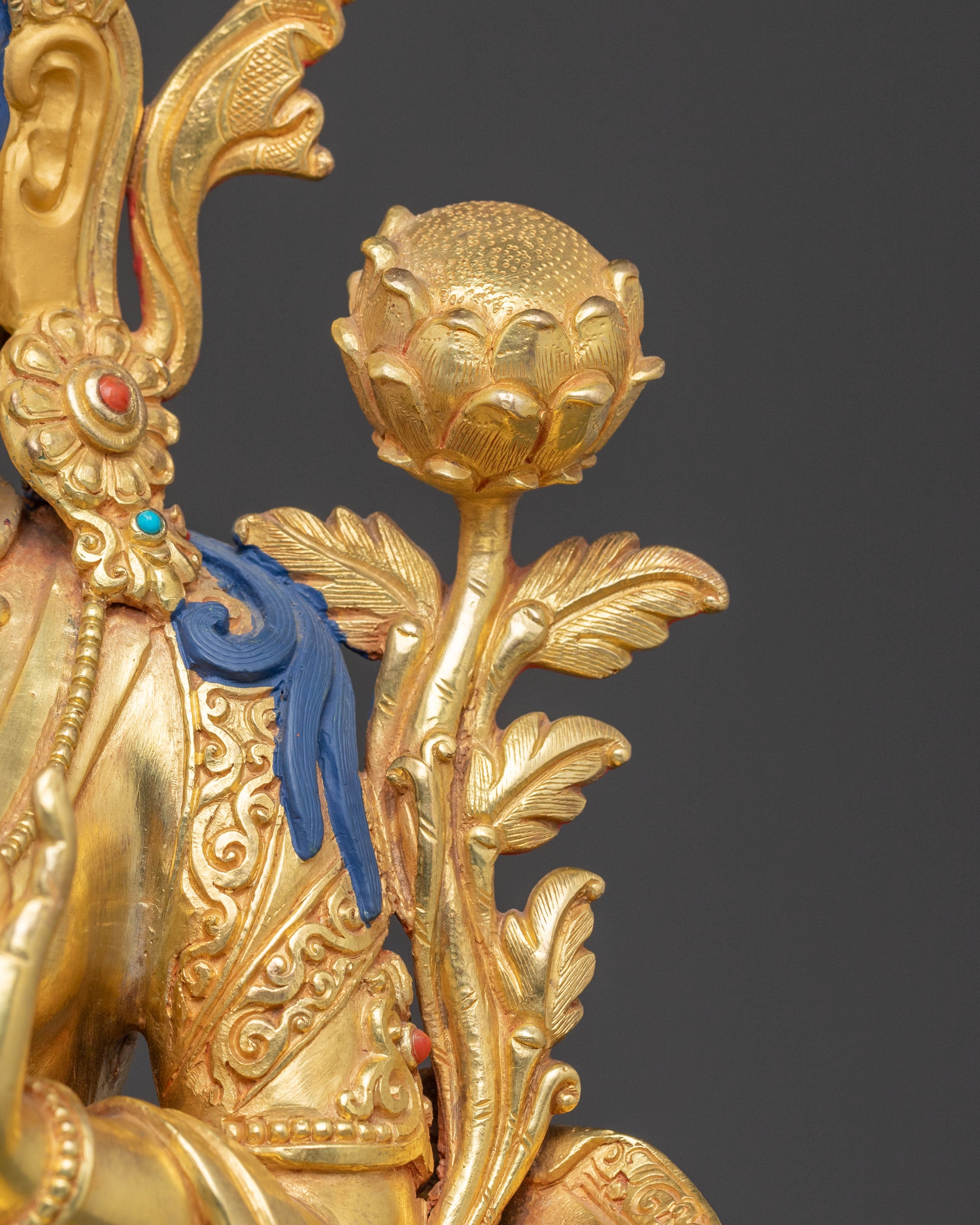 Green Tara Compassionate Statue – 24K Gilded Copper Art