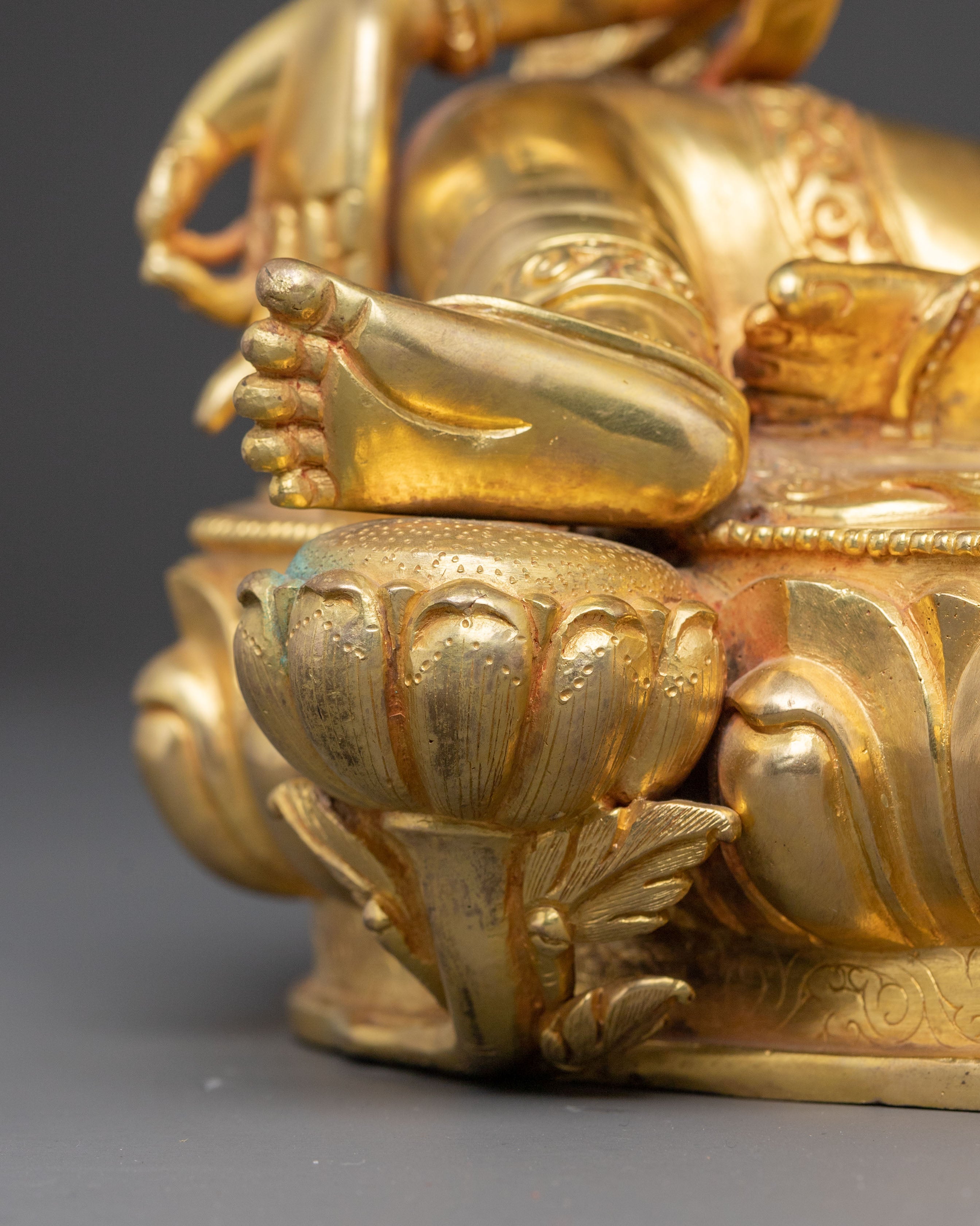 Green Tara Compassionate Statue – 24K Gilded Copper Art