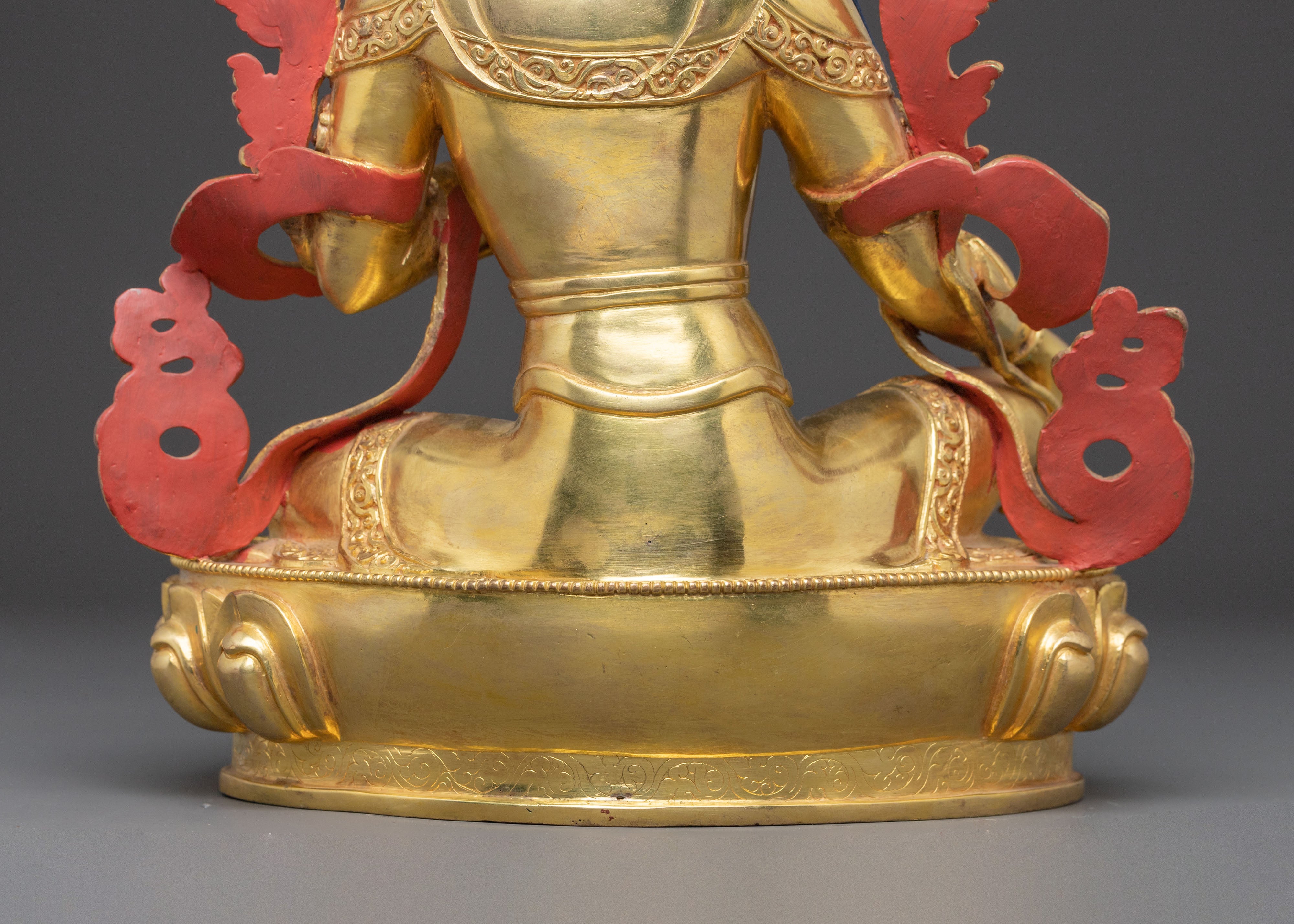 Green Tara Compassionate Statue – 24K Gilded Copper Art