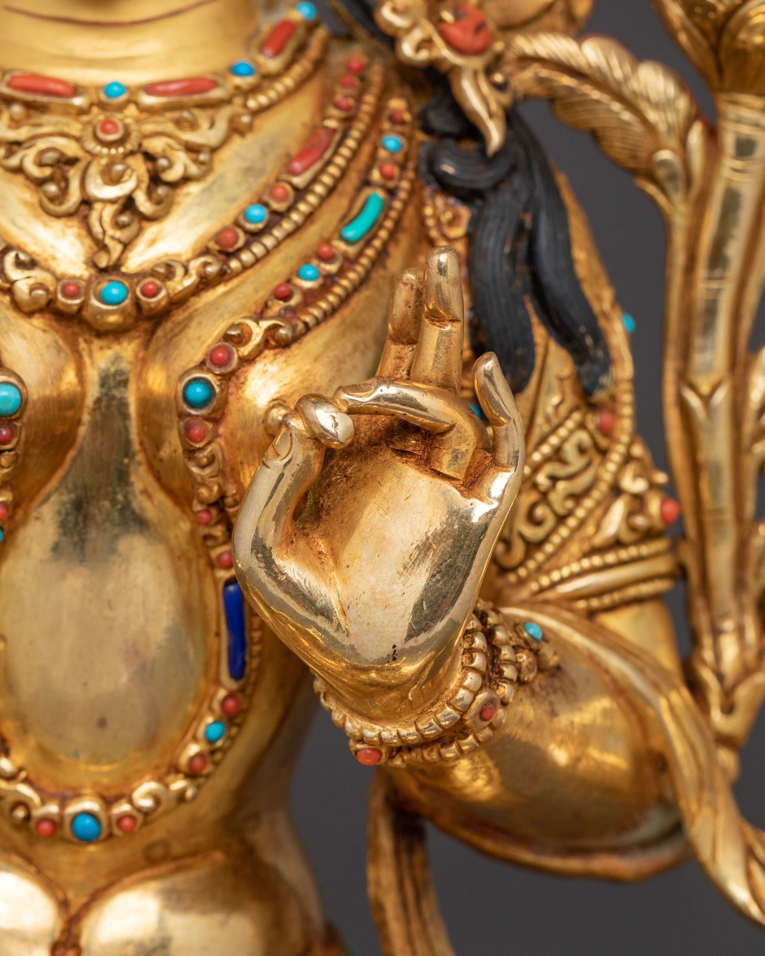 Green Tara Serenity Statue | 24K Gold Gilded