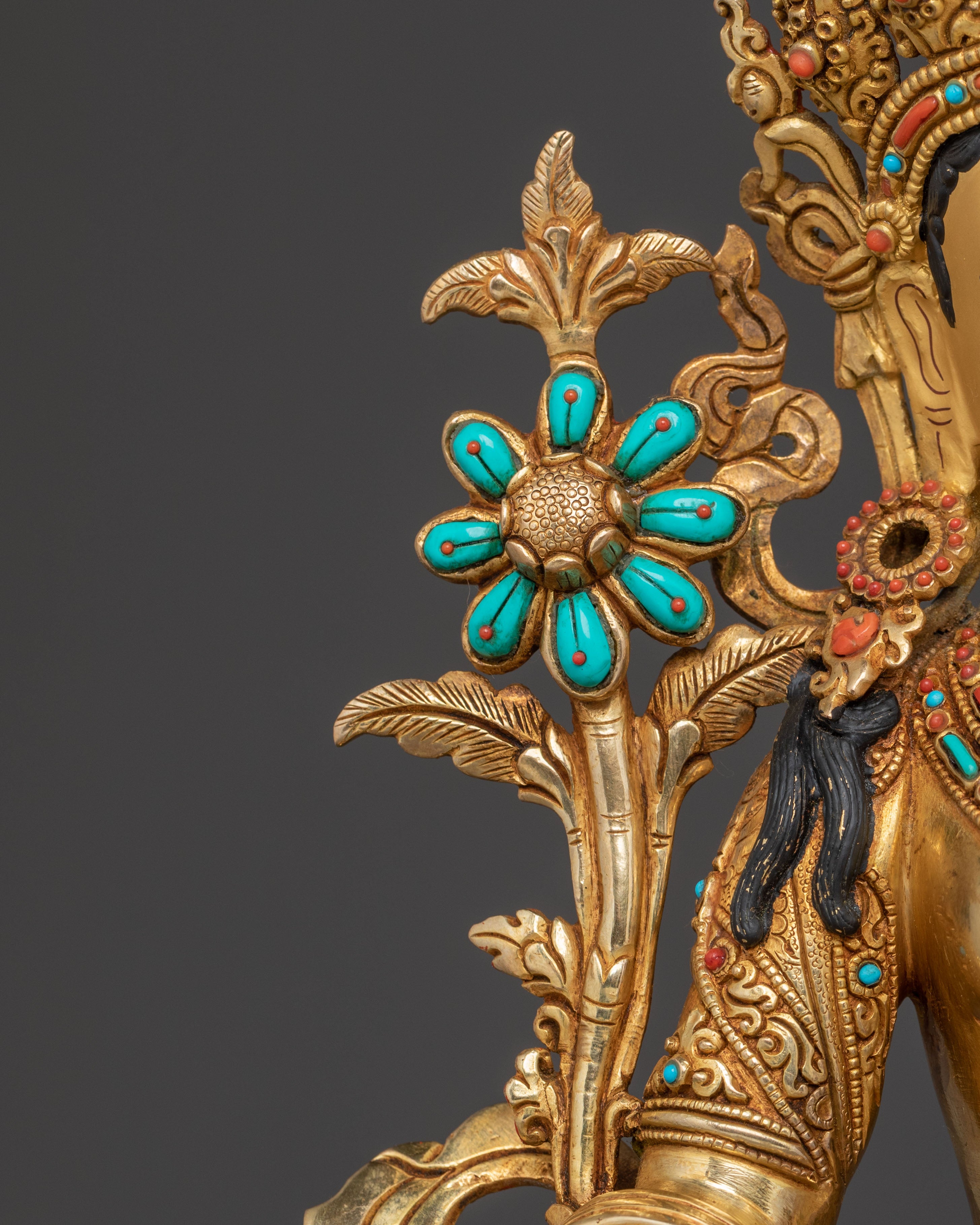 Green Tara Serenity Statue | 24K Gold Gilded