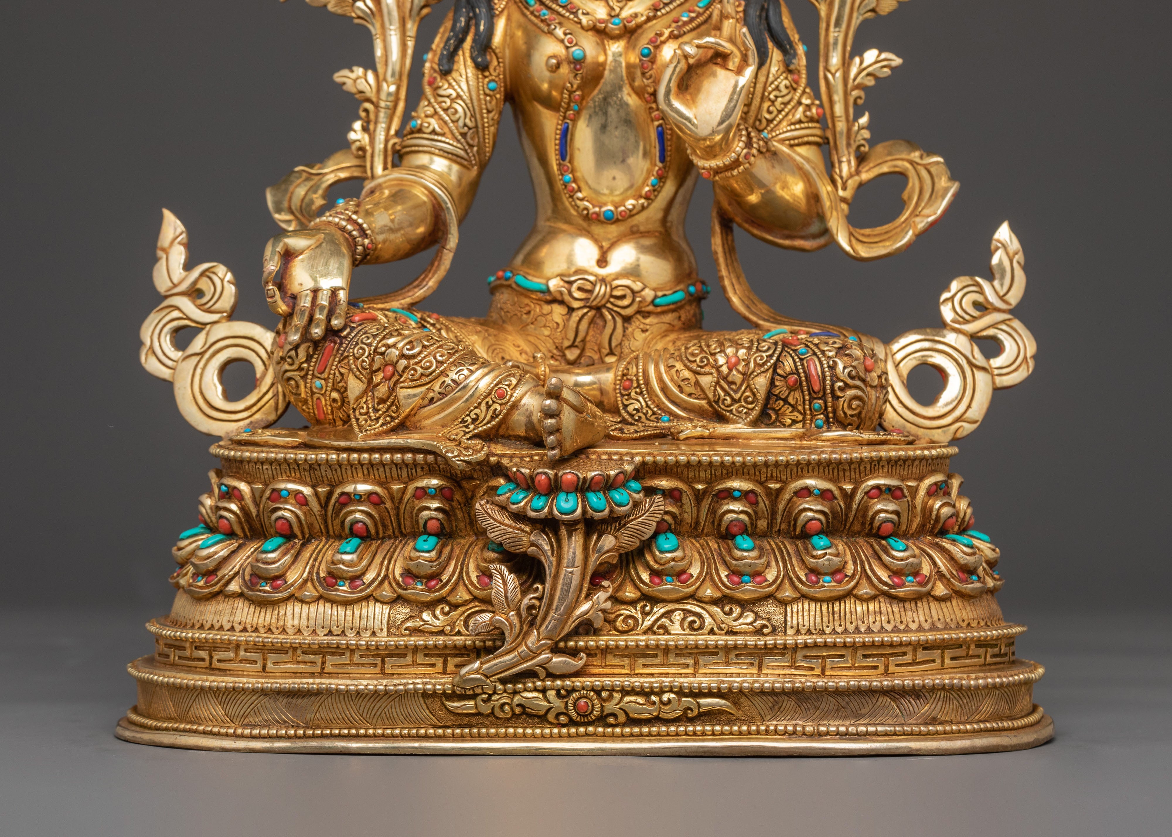 Green Tara Serenity Statue | 24K Gold Gilded