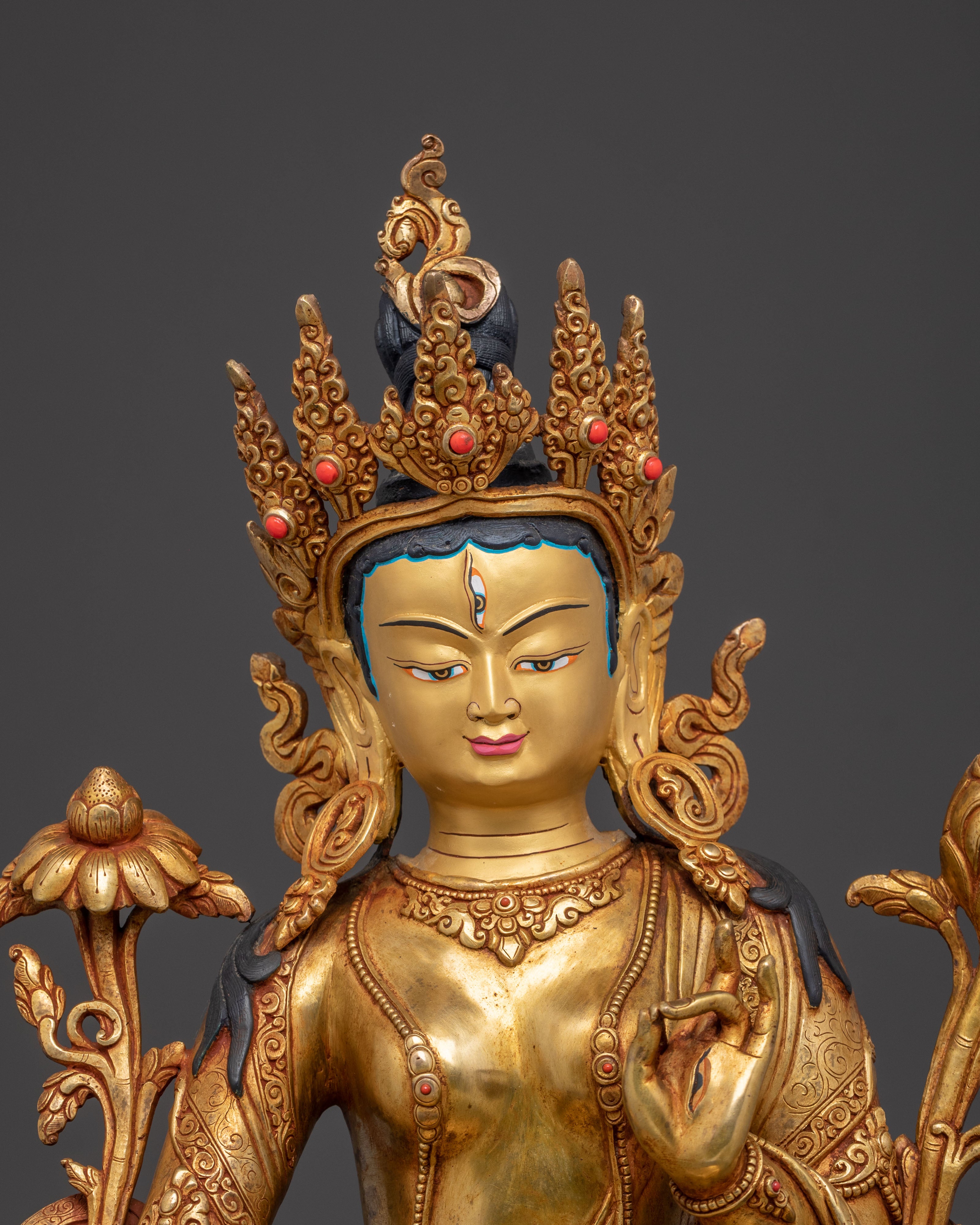 Handcrafted White Tara Blessing Statue – Radiant Copper Artistry