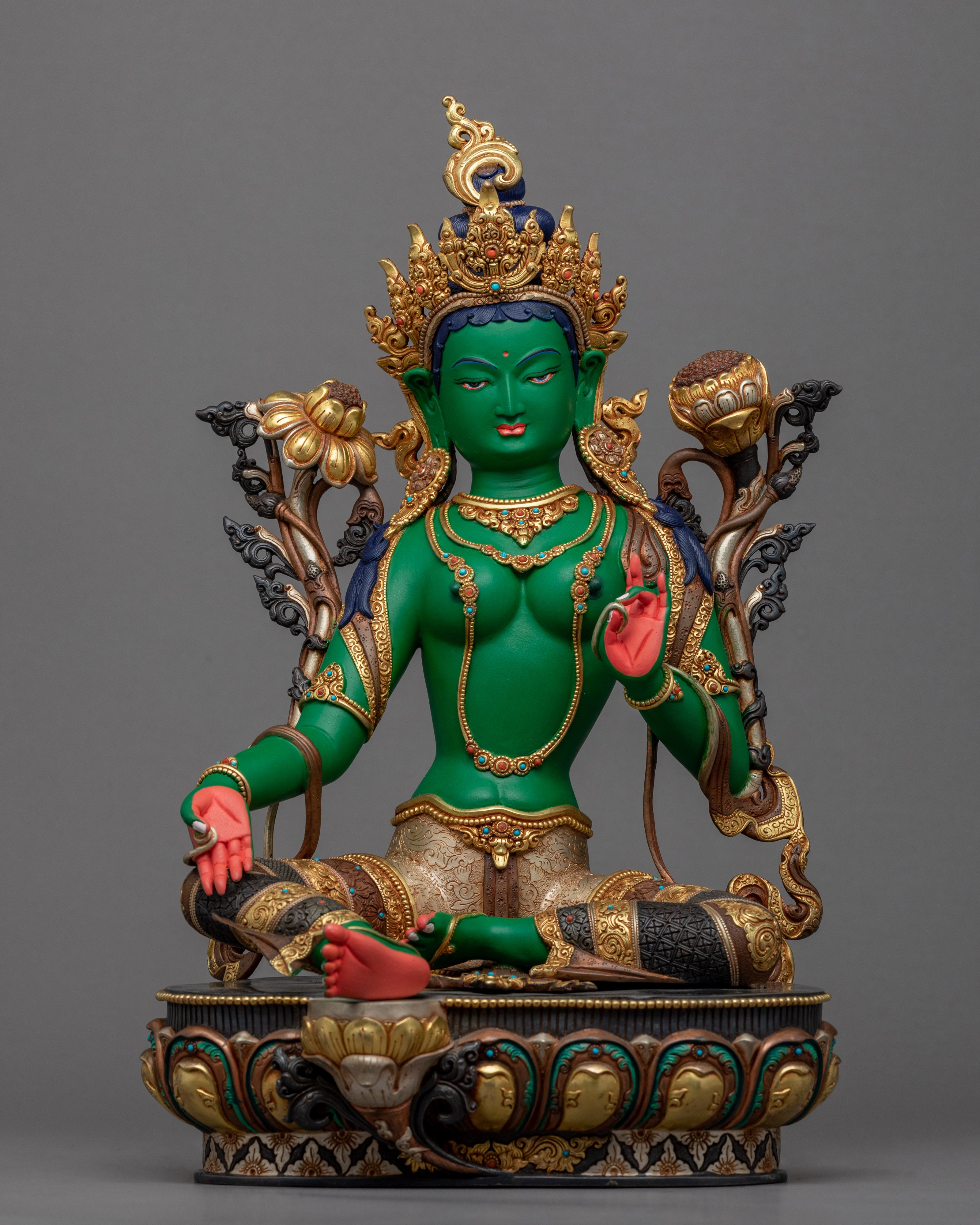 Noble Tara Sculpture | Traditionally Hand-Carved Green Tara Statue - Termatree