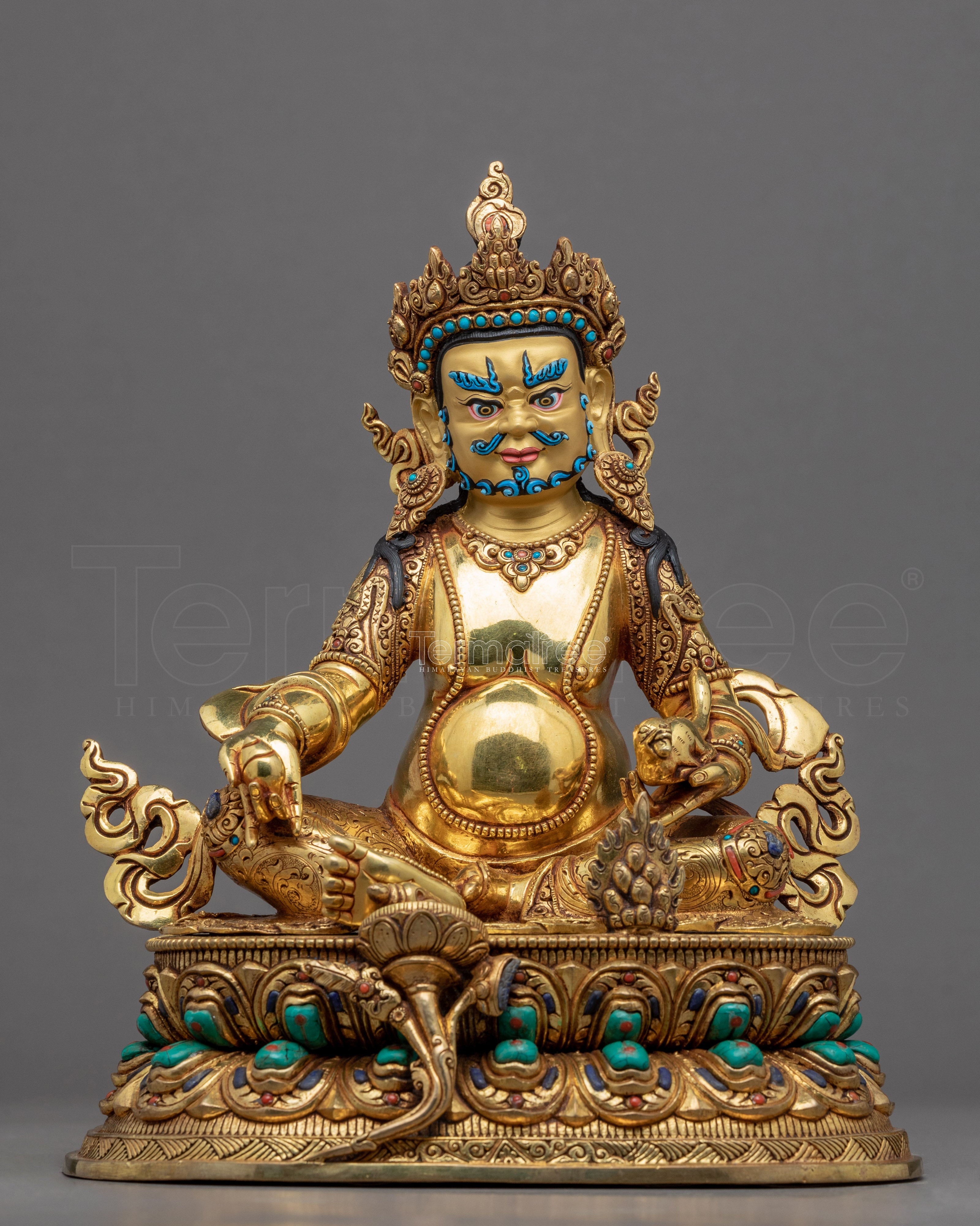 Yellow Dzambhala Sadhana Statue | Gold Gilded Statue For Meditation - Termatree