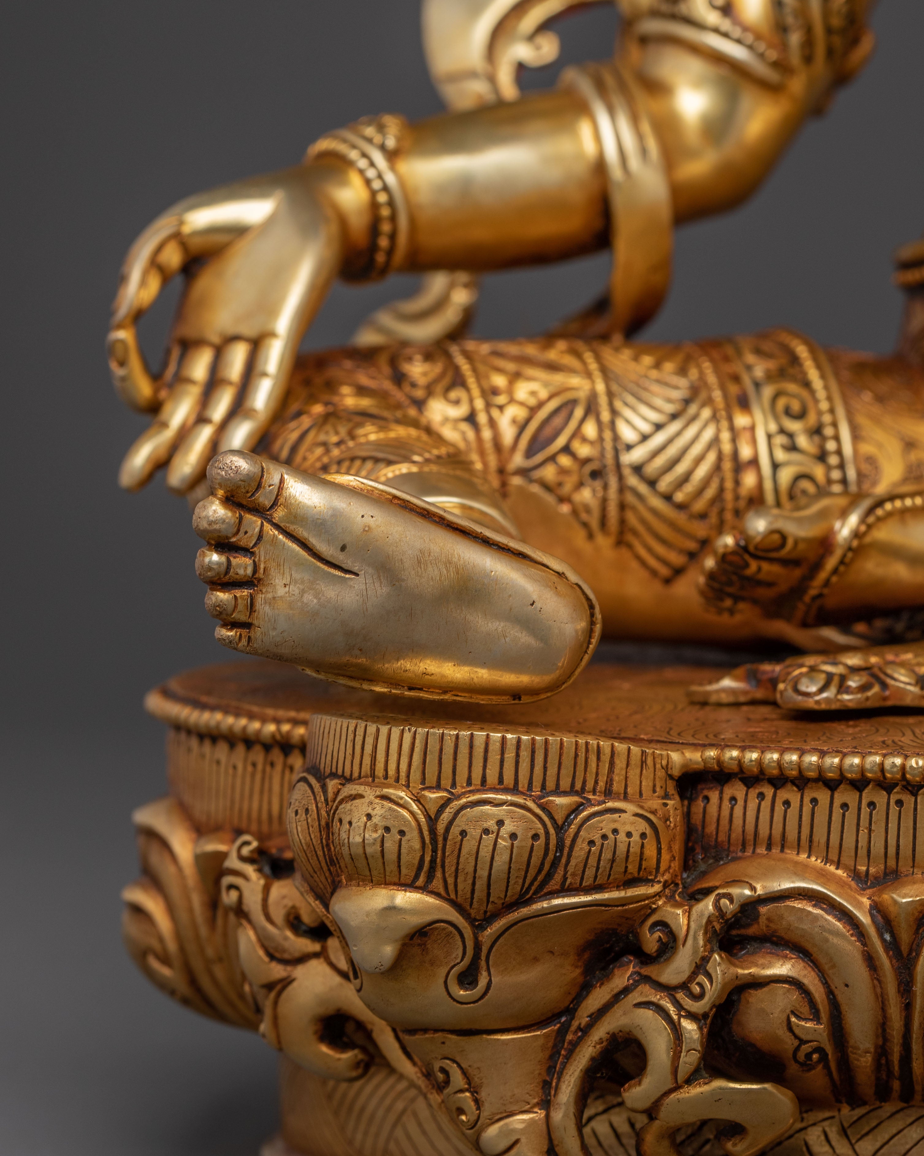 Compassionate Healing Green Tara Statue | 24k Gol Gilded Art