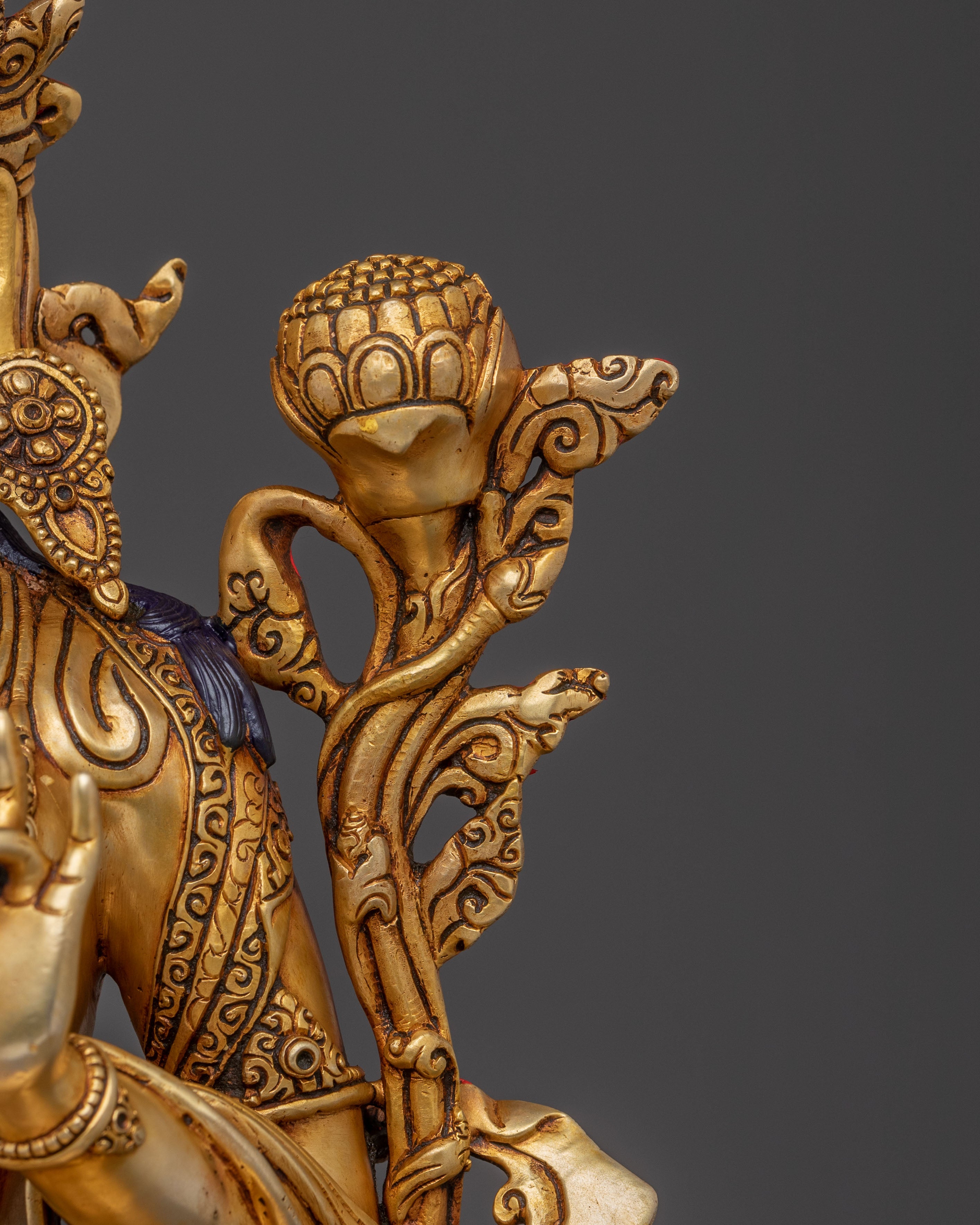 Compassionate Healing Green Tara Statue | 24k Gol Gilded Art