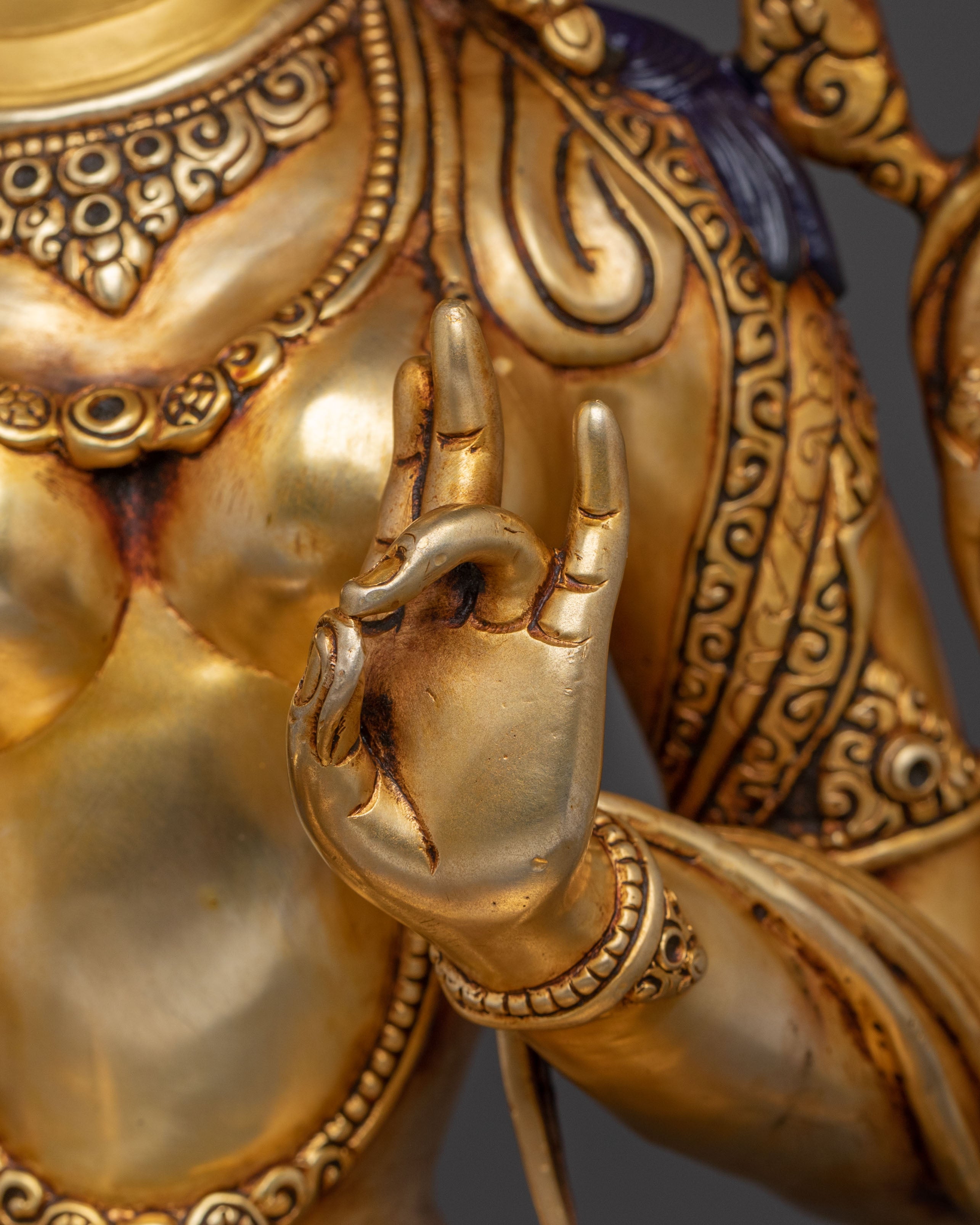 Compassionate Healing Green Tara Statue | 24k Gol Gilded Art