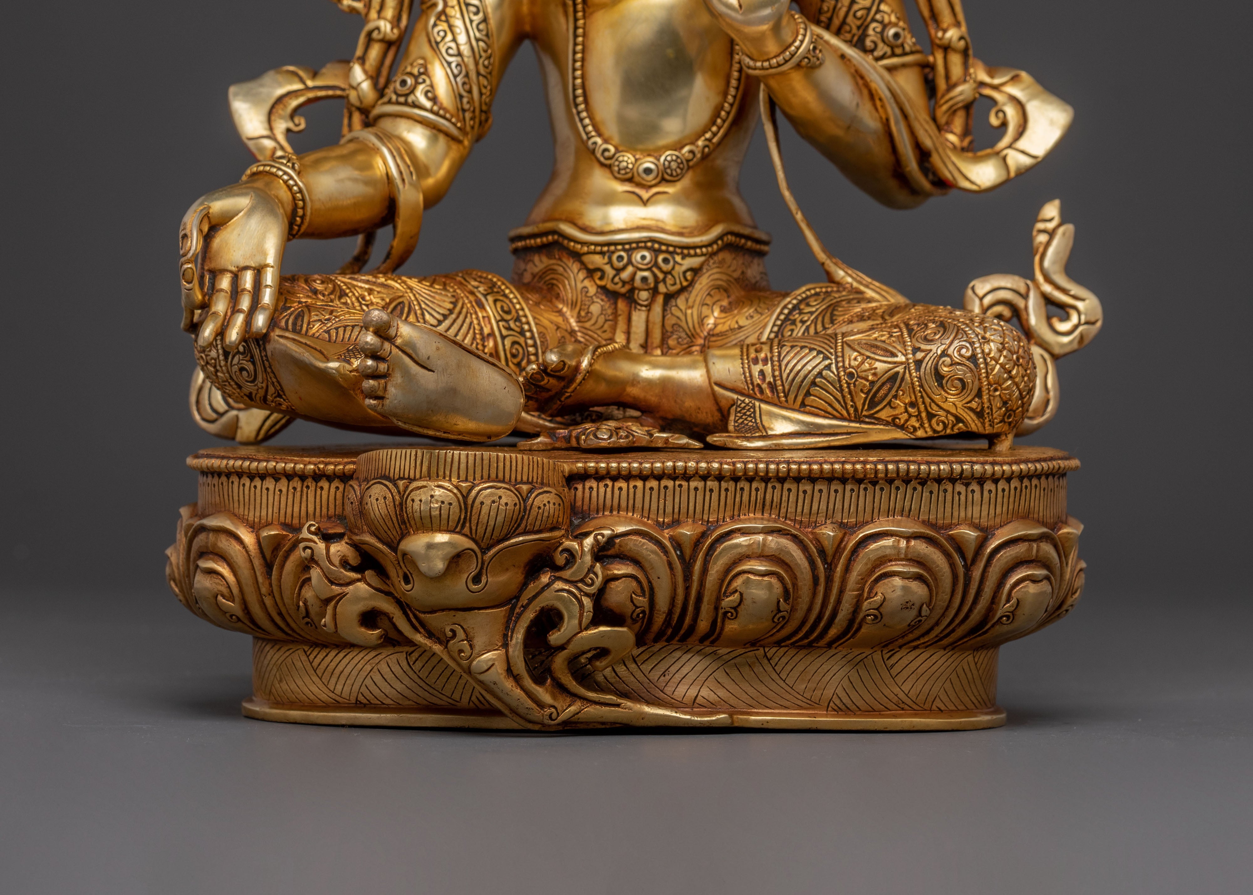 Compassionate Healing Green Tara Statue | 24k Gol Gilded Art