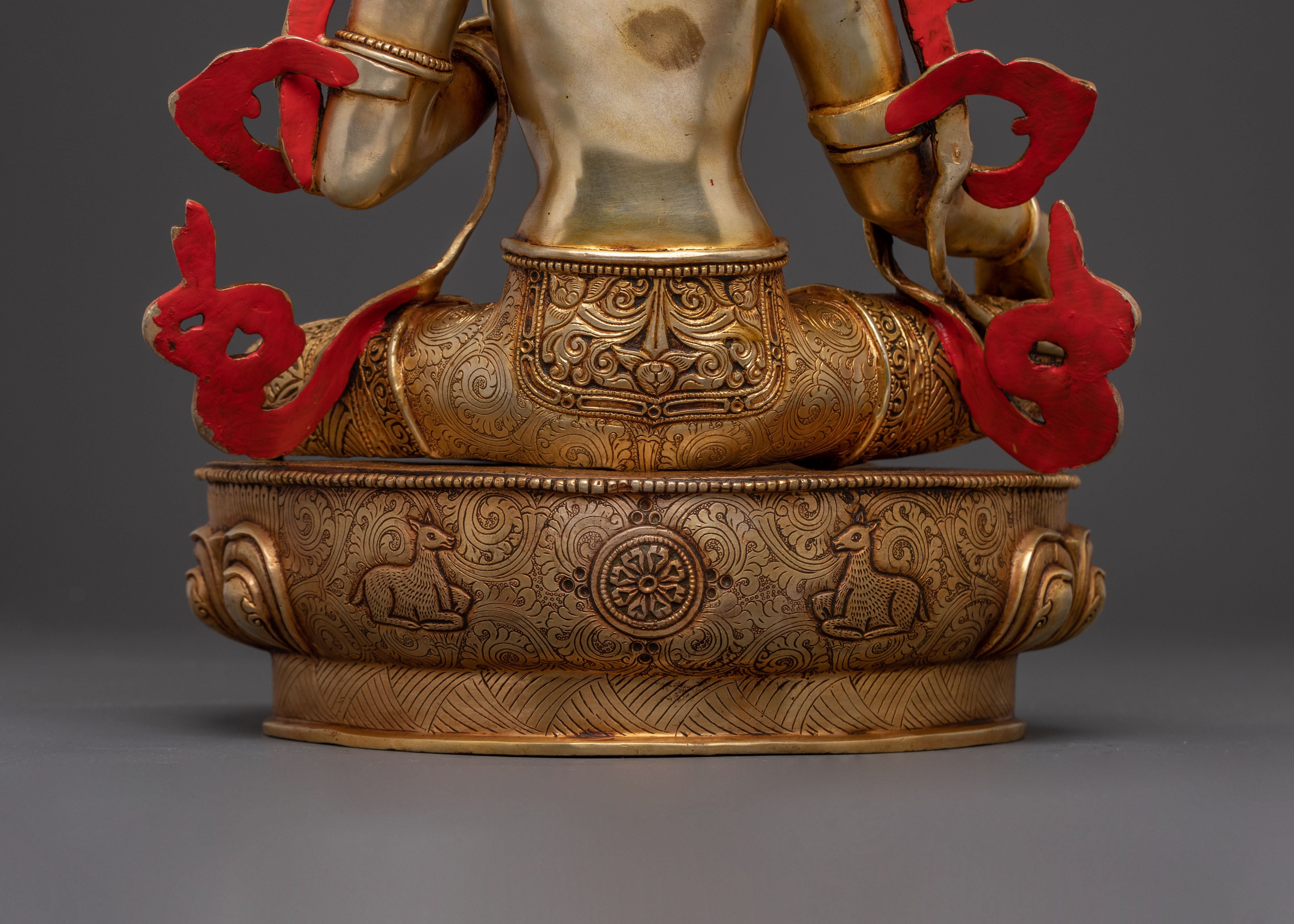 Compassionate Healing Green Tara Statue | 24k Gol Gilded Art